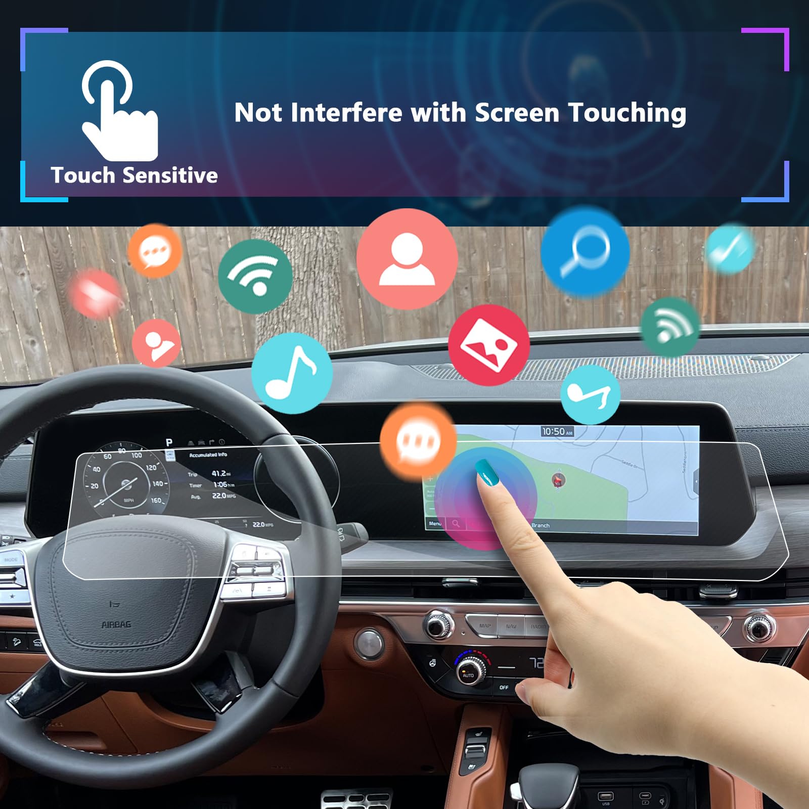 SXCY Touch Screen Protector for 2023-2025 Kia Telluride, 12.3 Inch, Nano Material, Whole Screen Coverage, 2PCS