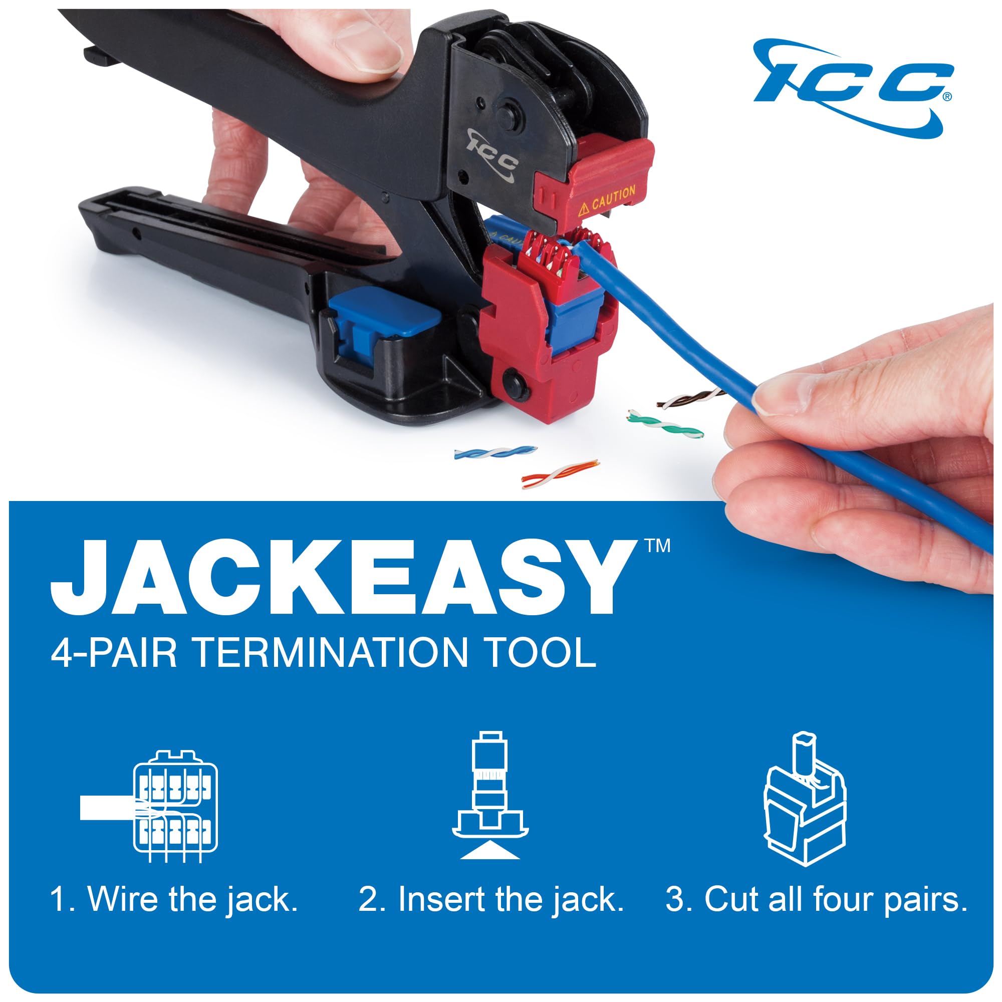 ICC CAT6 Keystone Jack with Slim Profile 180 Degree Punch Down, RJ45 U ...