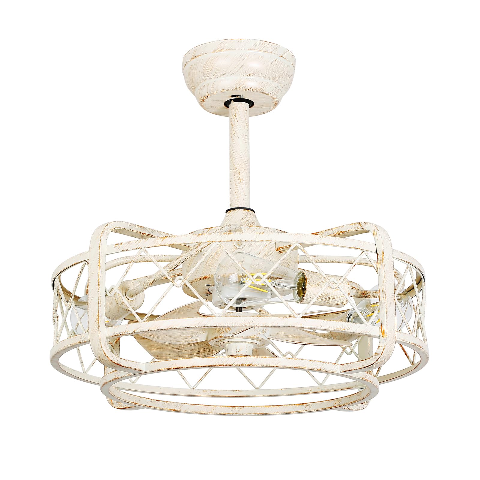 Chinco Star Caged Ceiling Fan with Light Flush Mount Fandelier Ceiling Fan with Light and Remote Reversible 6 Speeds Motor Dia.2