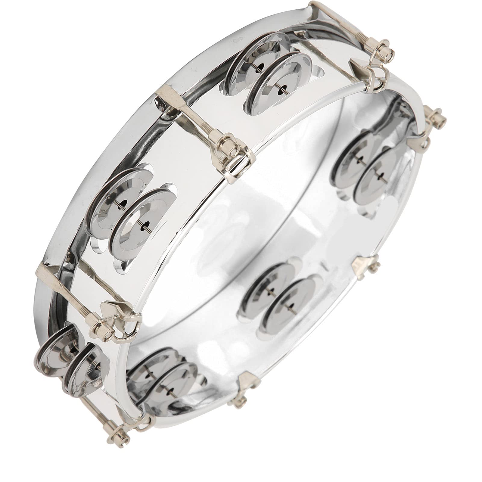 Tambourine, Less Vibration Handheld Adjustable Tone Hand Drum Metal Bell for Percussion Teaching(Transparent color)