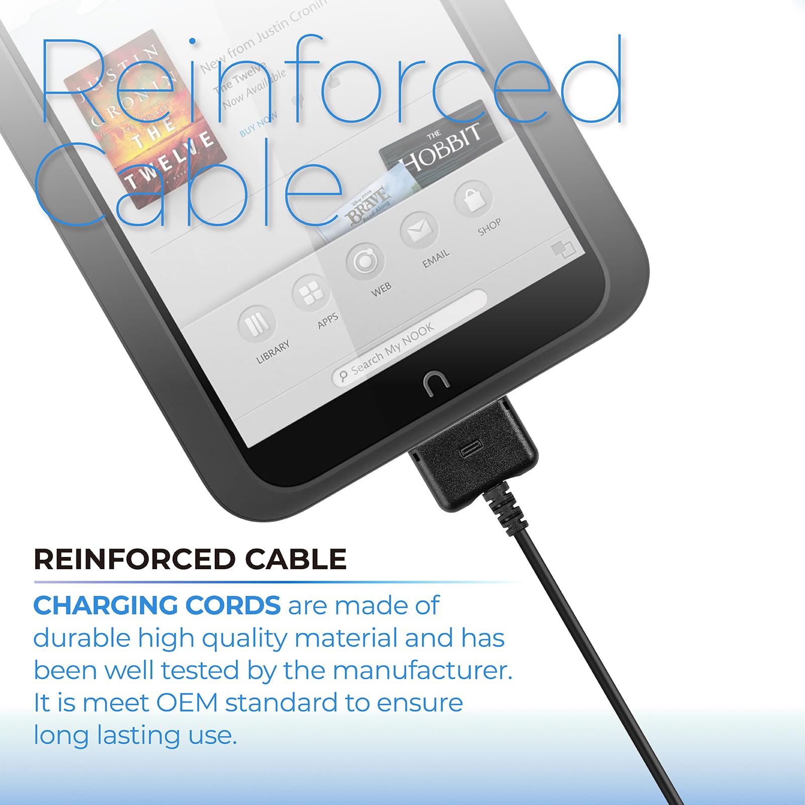 Antoble 6.5Ft Usb Data Charging Cable Cord For Barnes & Noble Nook Charger Cord Hd Hd+ 7' 9' Tablet Reader Sync Charging Wire Bntv400 Bnrv400 Bntv600