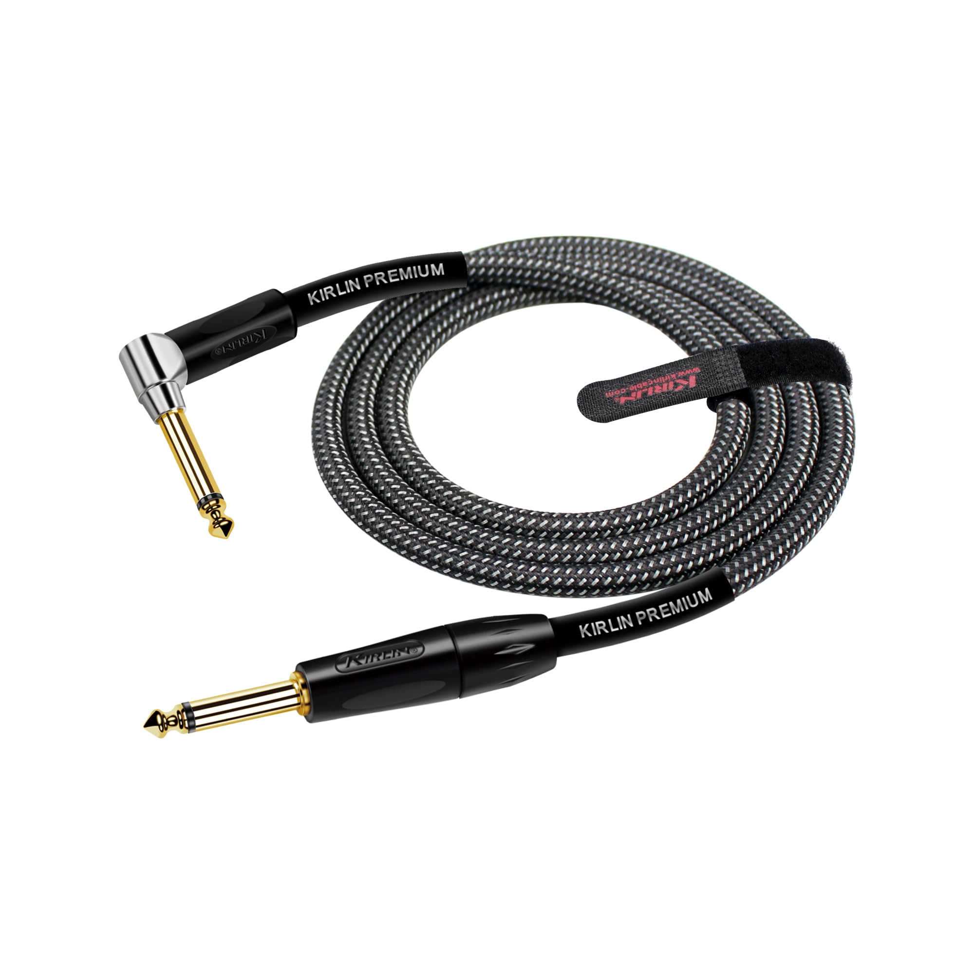 Kirlin Cable Iwb 202Bfgl 20/Ca 20 Feet Premium Plus Instrument Cable, Carbon Gray Woven Jacket