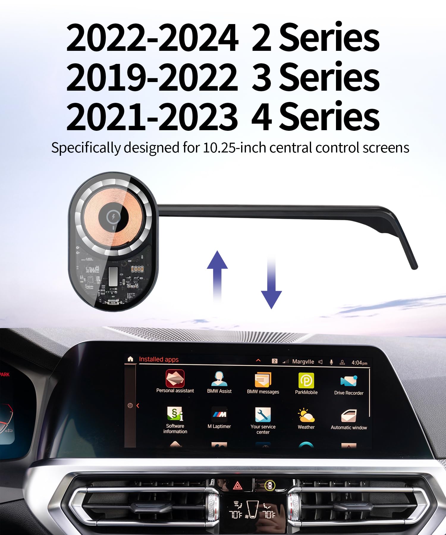 Masergogo Wireless Charging Car Phone Holder For 2019-2022 Bmw 3 Series /2021-2023 4 Series/2022-2024 2 Series Accessories 10.25