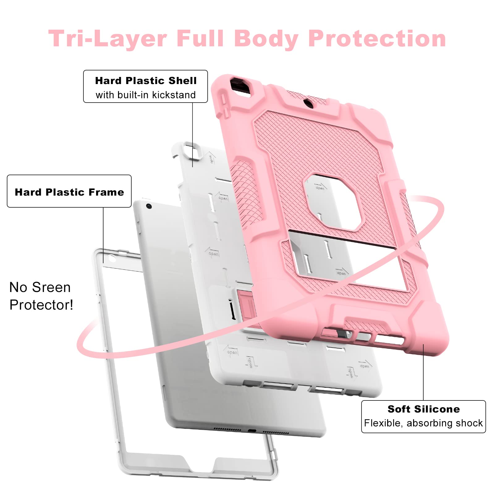 Timism Ipad 9Th Generation Case, Ipad 8Th/7Th Generation Case, Ipad 10.2 2021/2020/2019 Case With Kickstand, Heavy Duty Shockpro