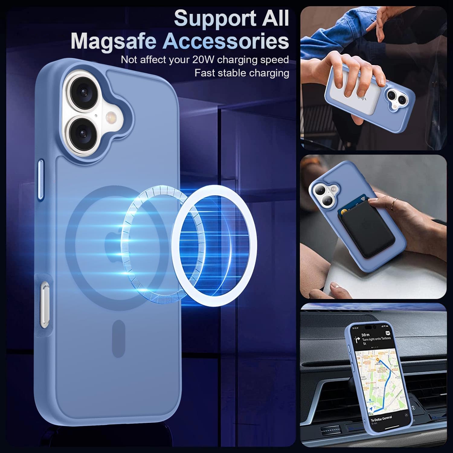 Mocca Strong Magnetic For Iphone 16 Case, [Compatible With Magsafe][16Ft Mil Grade Drop Protection] Slim Thin Translucent Matte