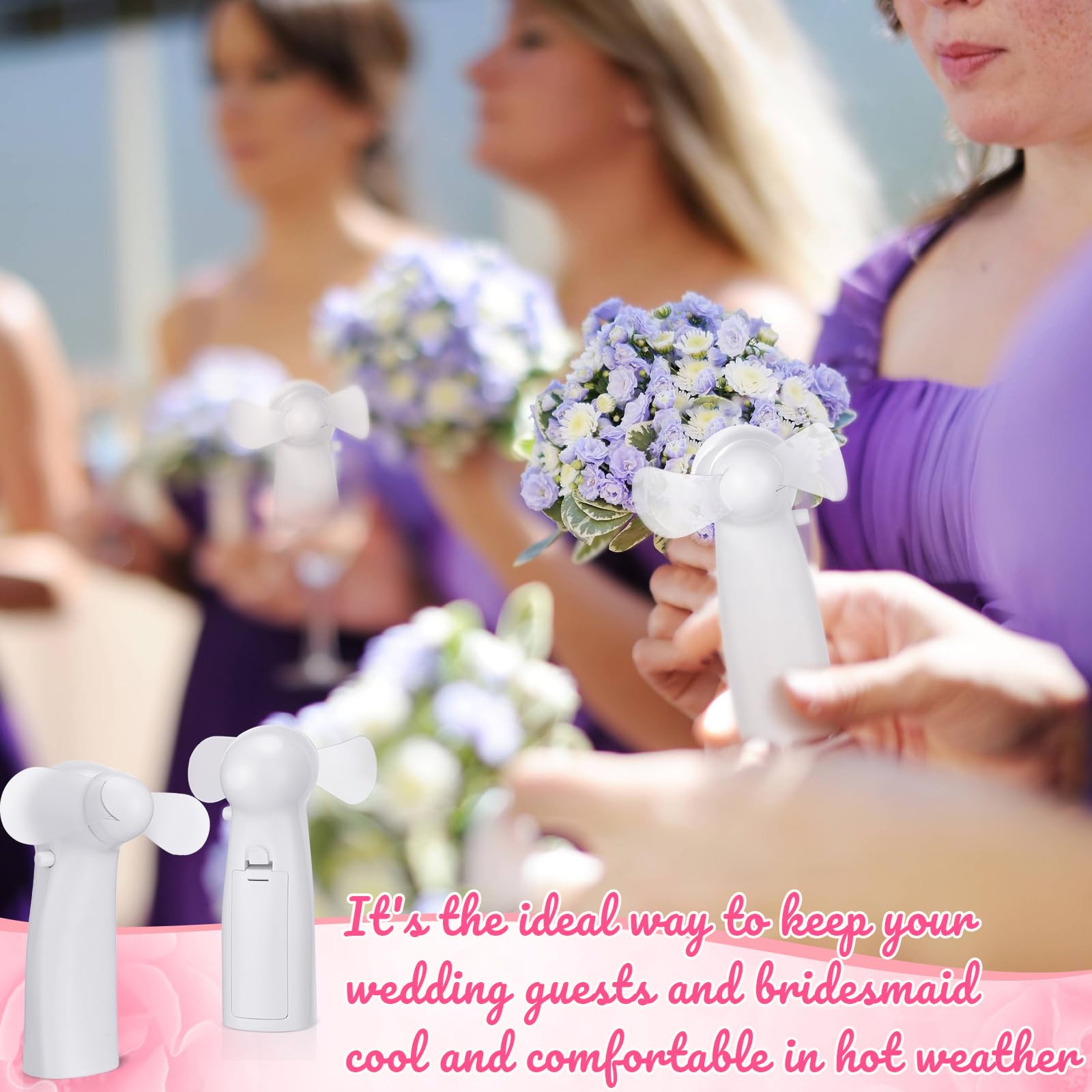 Rossesay 24 Pcs Mini Portable Fan Bulk Powerful Handheld Fan Electric Small Personal Battery White Hand Fan For Indoor Outdoor W