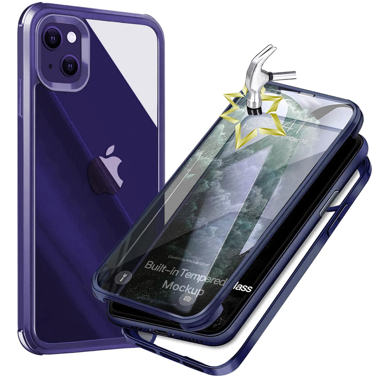 Ubunu Iphone 13 Mini Case With Screen Protector [Built In 9H Hard Tempered Glass Touch Sensitive] [360 Full Body Protective] Cle