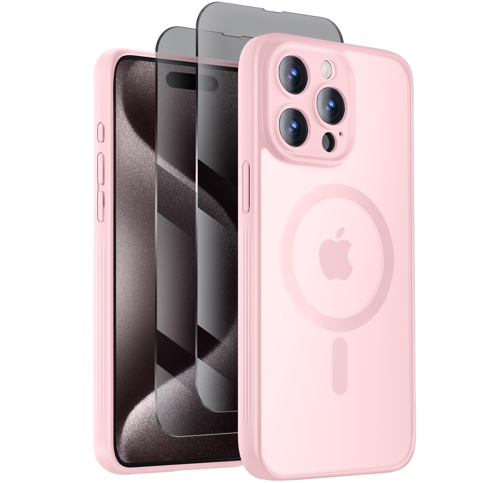 Symcele Designed For Iphone 15 Pro Case, Compatible With Magsafe, With Privacy Screen Protectors X2, [Camera Protection] [15Ft M