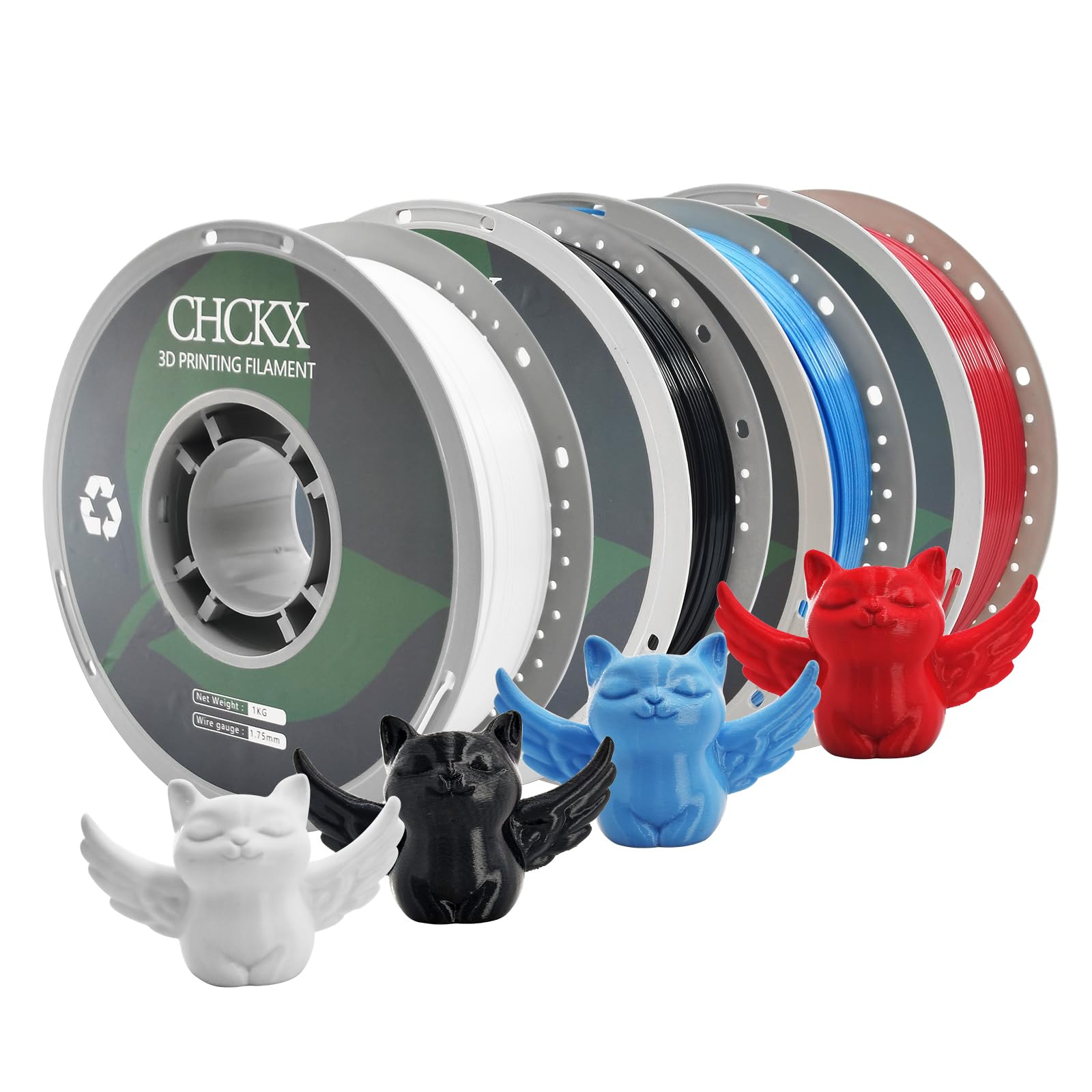 CHCKX PETG 3D Printer Filament Bundle, 4Rolls,Dimensional Accuracy +/- 0.03 mm, 1kg Spool(2.2lbs), 1.75 mm Fit for Most 3D Print