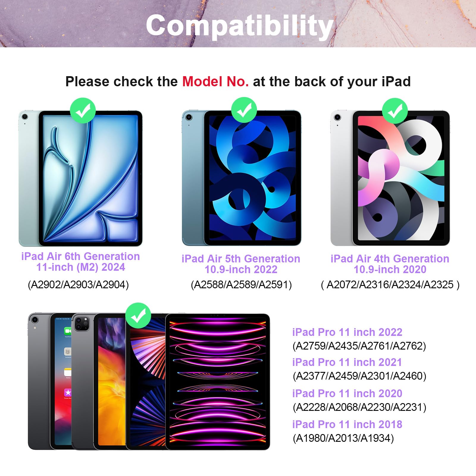 Soppy Keyboard Case For Ipad, Compatible For Ipad Air 6Th (M2) 11'' 2024, Ipad Air 5Th 2022, Ipad Air 4Th, Ipad Pro 11 Inch 2018