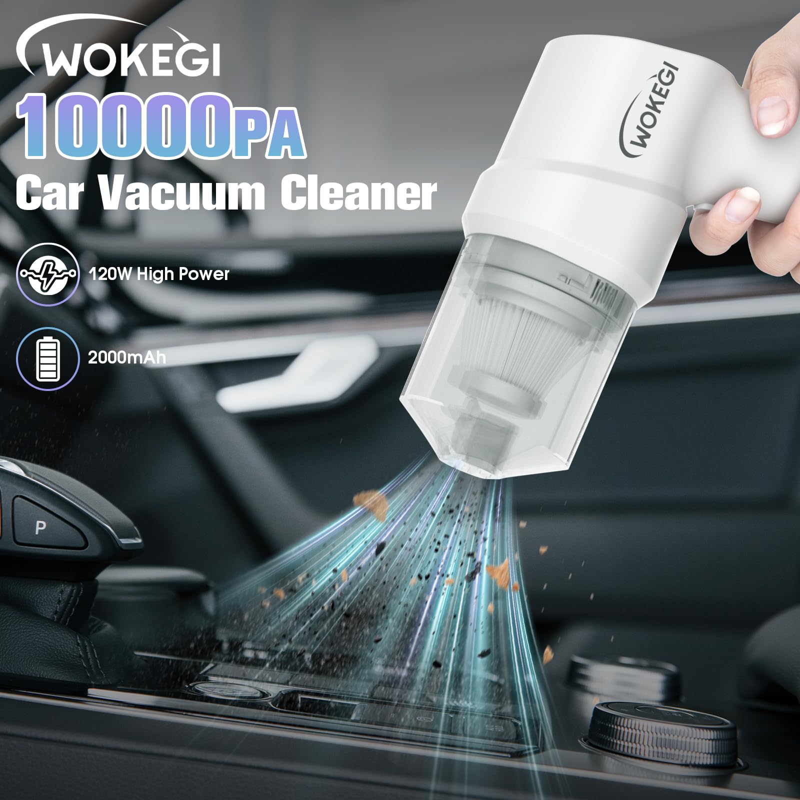 Handheld Mini Car Vacuum, 10000Pa Cordless Portable Vacuum With 2000Mah Battery, 3 In 1 Small Vacuum Cleaner & Air Duster With T