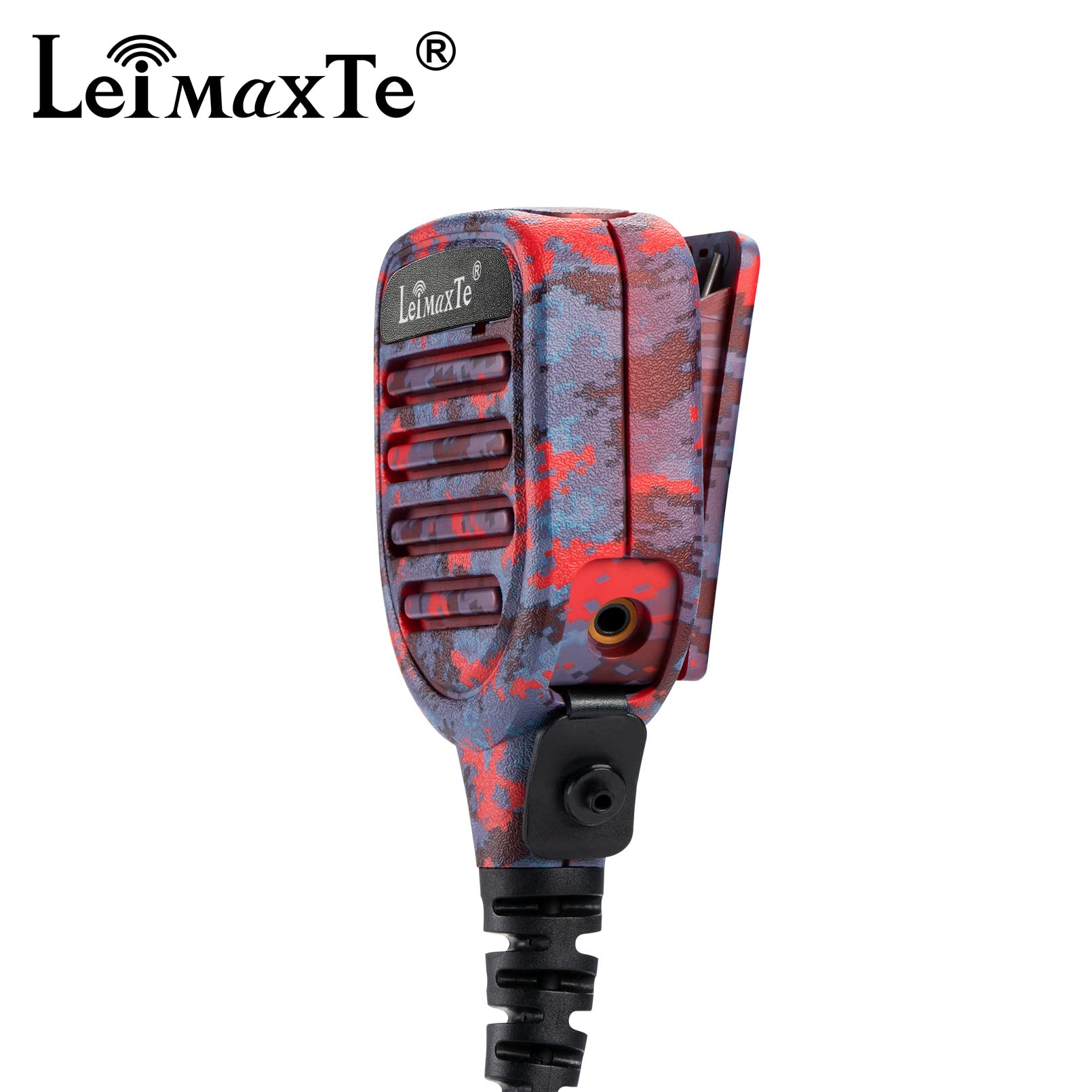 Leimaxte Two Way Radio Speaker Microphone Compatible With Baofeng Uv 5R Bf 888S Retevis Kenwood Puxing Wouxun 2 Pin Walkie Talkie With Ptt And 3.5Mm Jack, Camouflage Purple