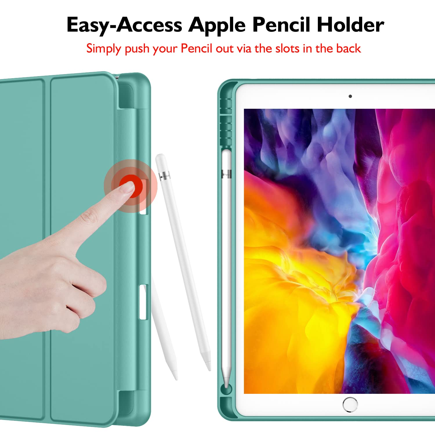 Imieet Ipad 9.7 Case (2018/2017 Model, 6Th/5Th Generation), Smart Cover With Pencil Holder And Soft Baby Skin Silicone Back And Full Body Protection, Auto Wake/Sleep Cover (Forest Green)