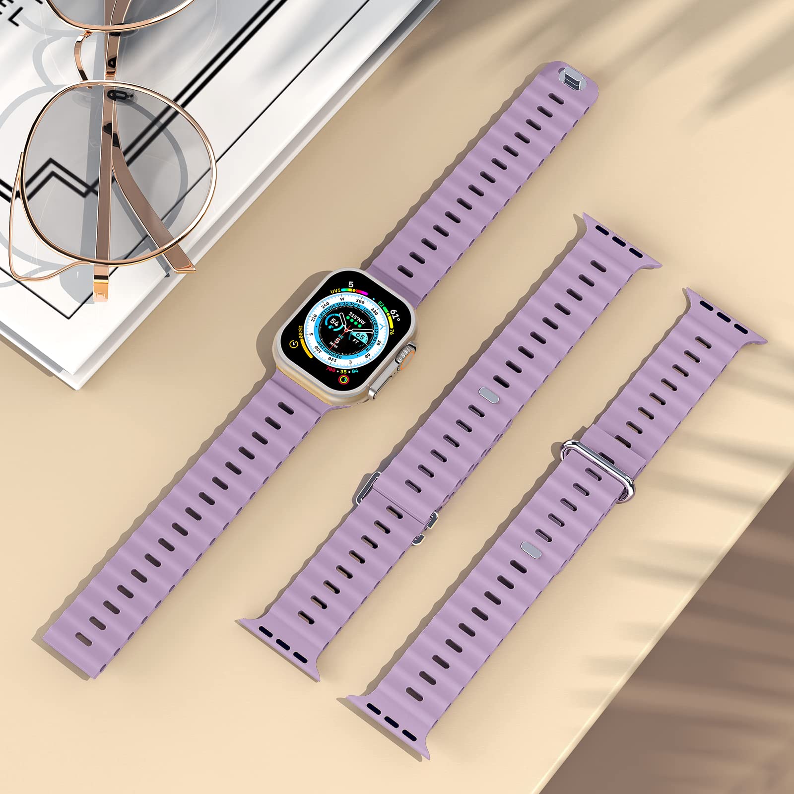 Foufousun Ocean Band Compatible With Apple Watch Ultra Band 49Mm 45Mm 44Mm 42Mm 41Mm 40Mm 38Mm Men Women, Soft Silicone Sport Ba