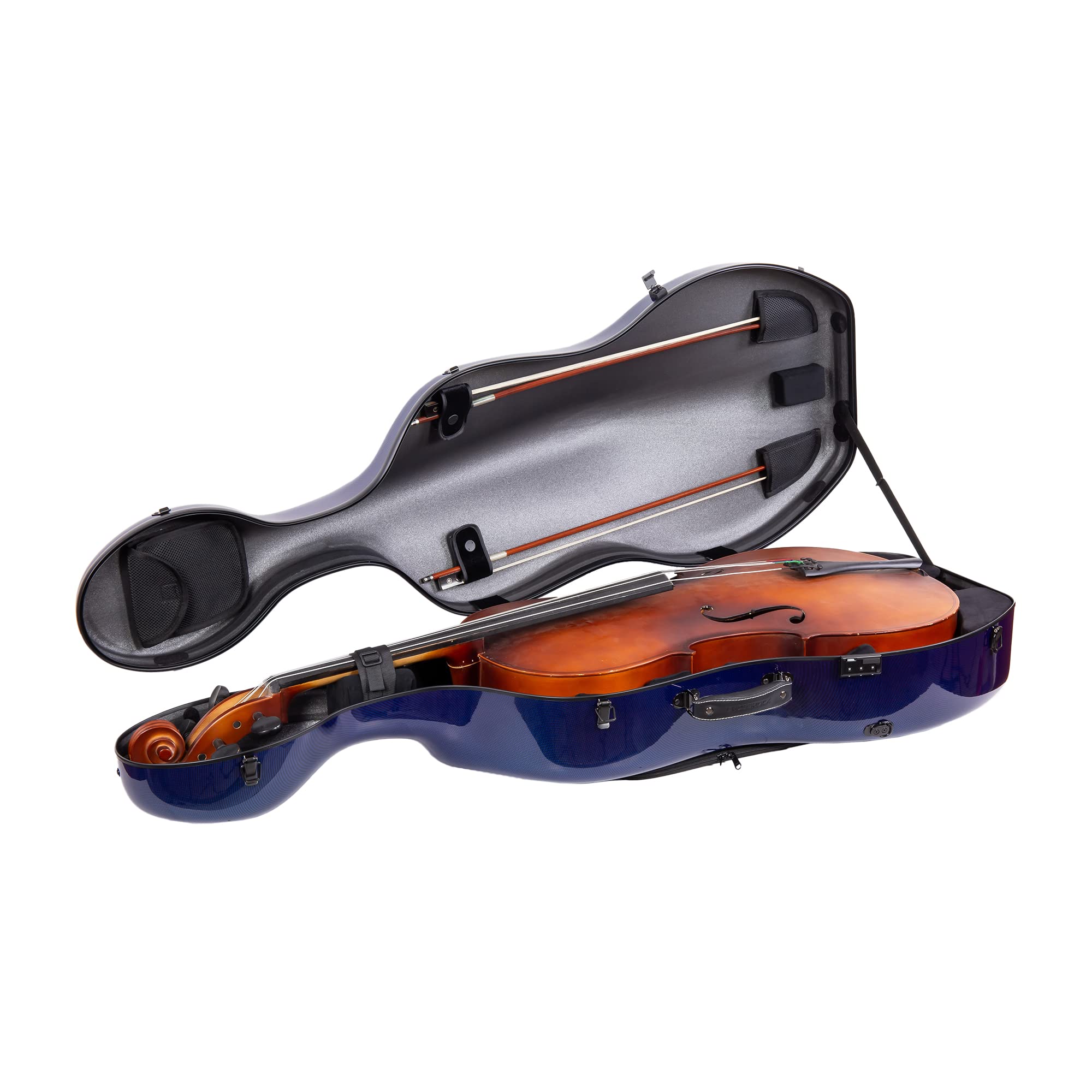 Crossrock Cello Case Fits 4/4 Full-Size Cellos, Carbon Fiber Shell Weighs 7.5 Lb-Blue(Crf3020Cefbl)