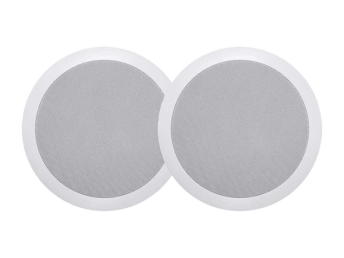 Monoprice 2 Way Polypropylene Ceiling Speakers   6.5 Inch, Pair, With Paintable Grille   Aria Series