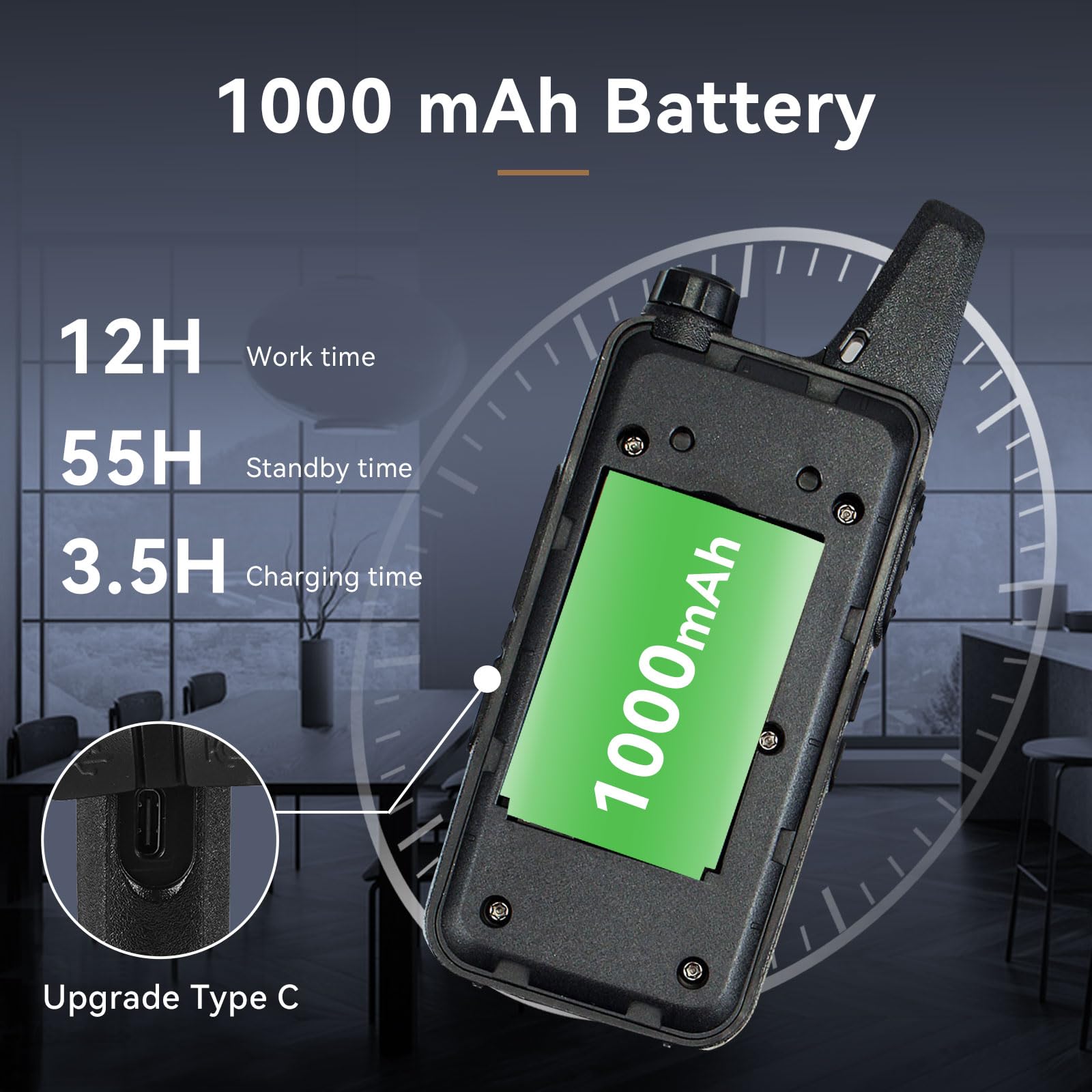 Retevis Rt22 Walkie Talkies Rechargeable,Long Range Two Way Radio,2 Way Radio For Adults, Handsfree Vox Mini, For Business Office School Church Restaurant Retail(Black,10 Pack)