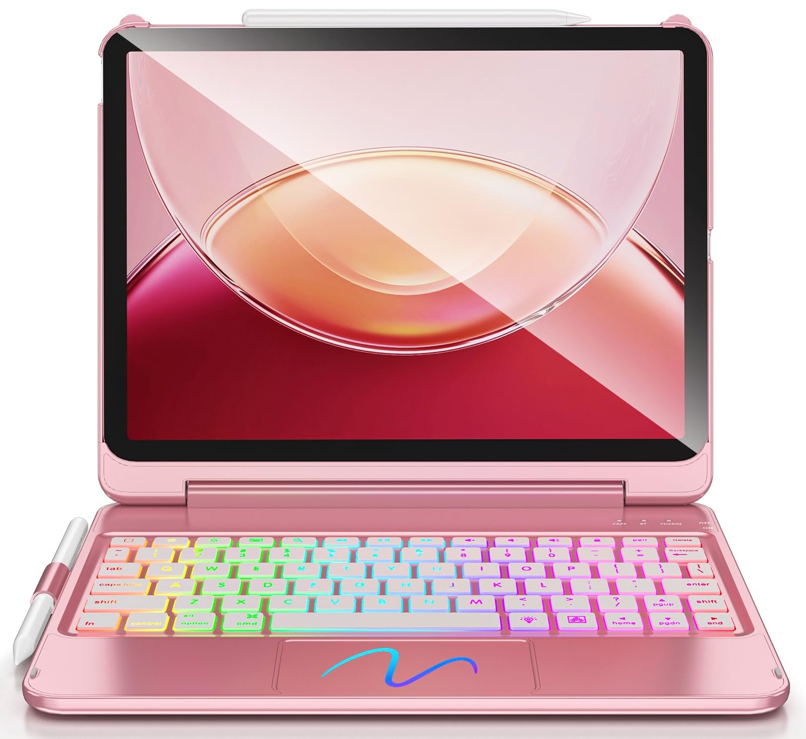 FUWANG Touch for iPad Air 11 inch & Air 5th 4th Generation Case with Keyboard - Only Support 180 Flip Backlit Keyboard with Mult