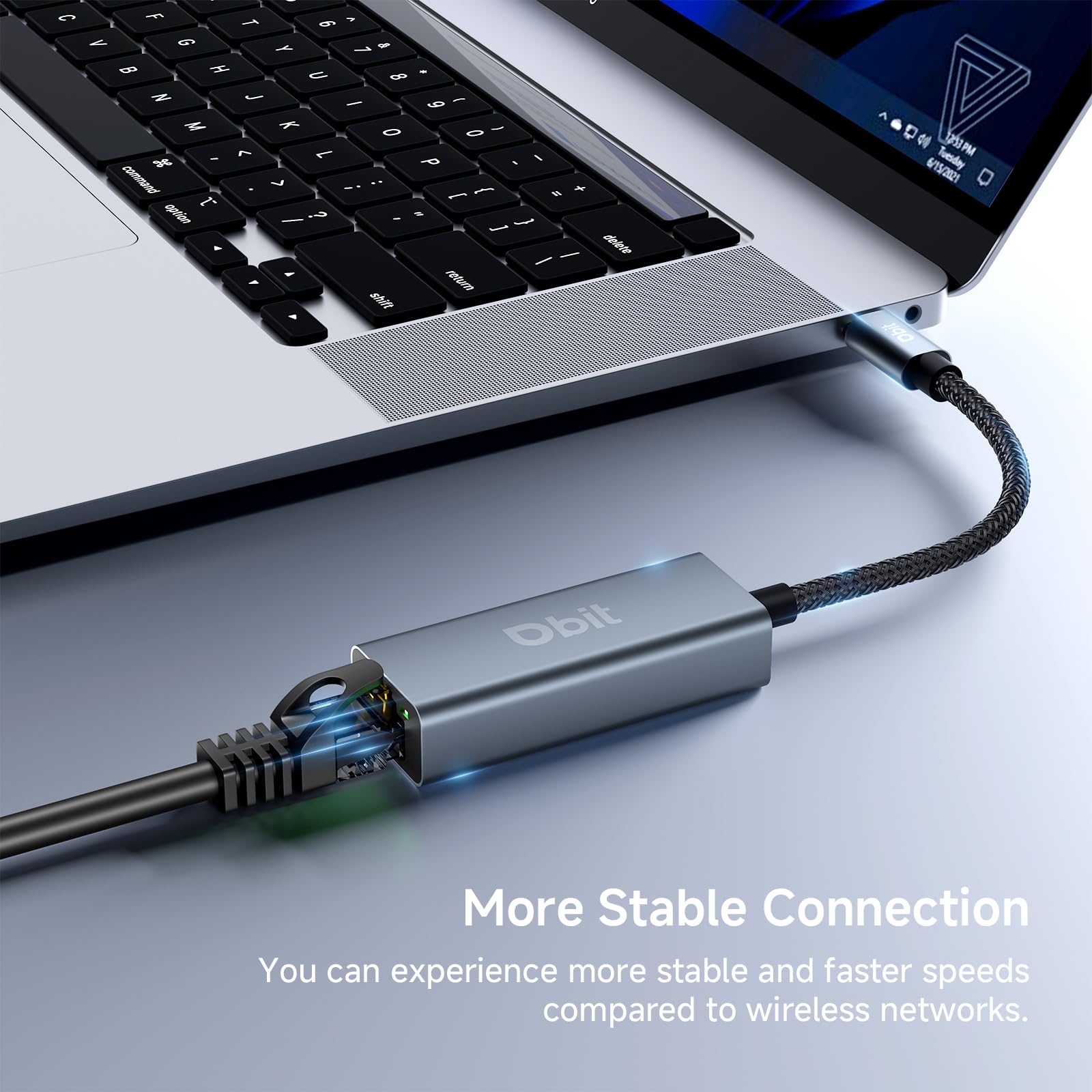 Dbit Usb C To 10/100/1000Mbps Ethernet Adapter, Gigabit Rj45 To Type C (Thunderbolt 4/3) Ethernet Lan Network Adapter, Plug And