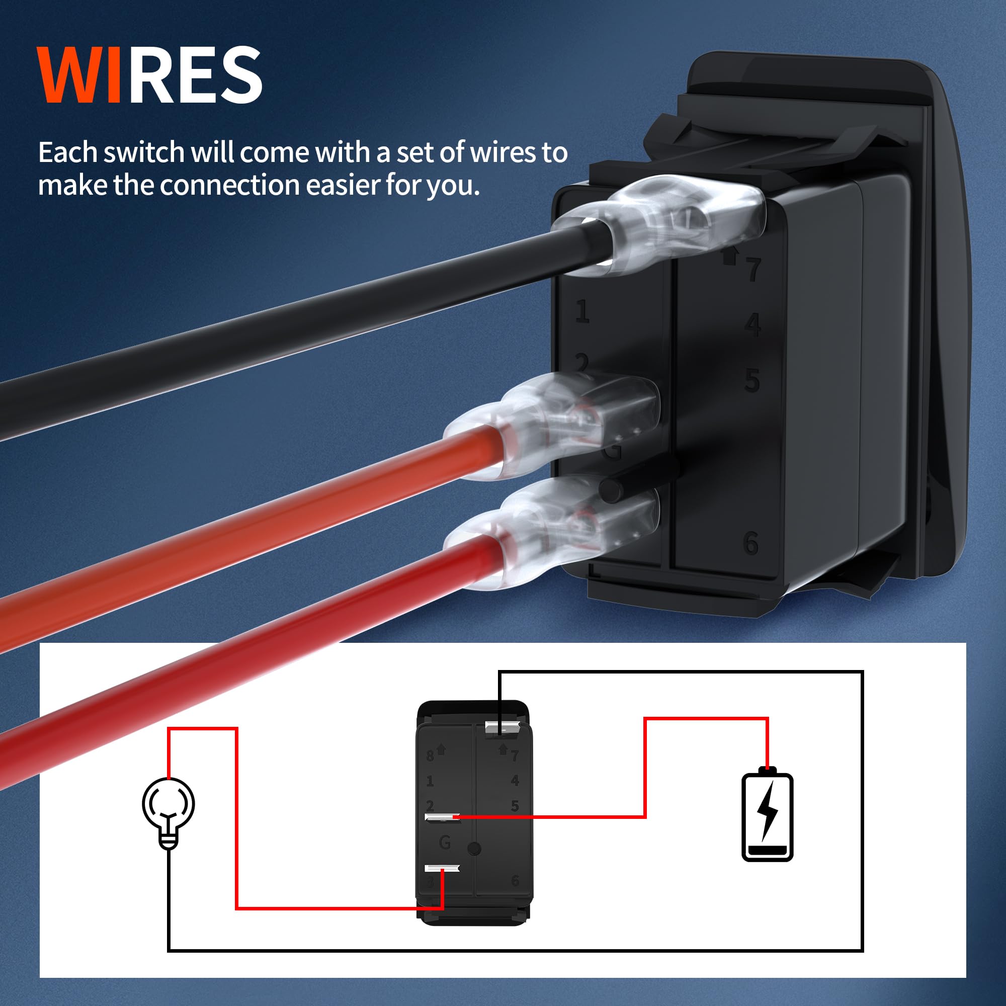 Daiertek Marine Boat Rocker Switch 12V, Lighted Blue Led Waterproof Rocker Switch 12 Volt For Utv Rzr Spst 3 Pin On/Off 20A Heav