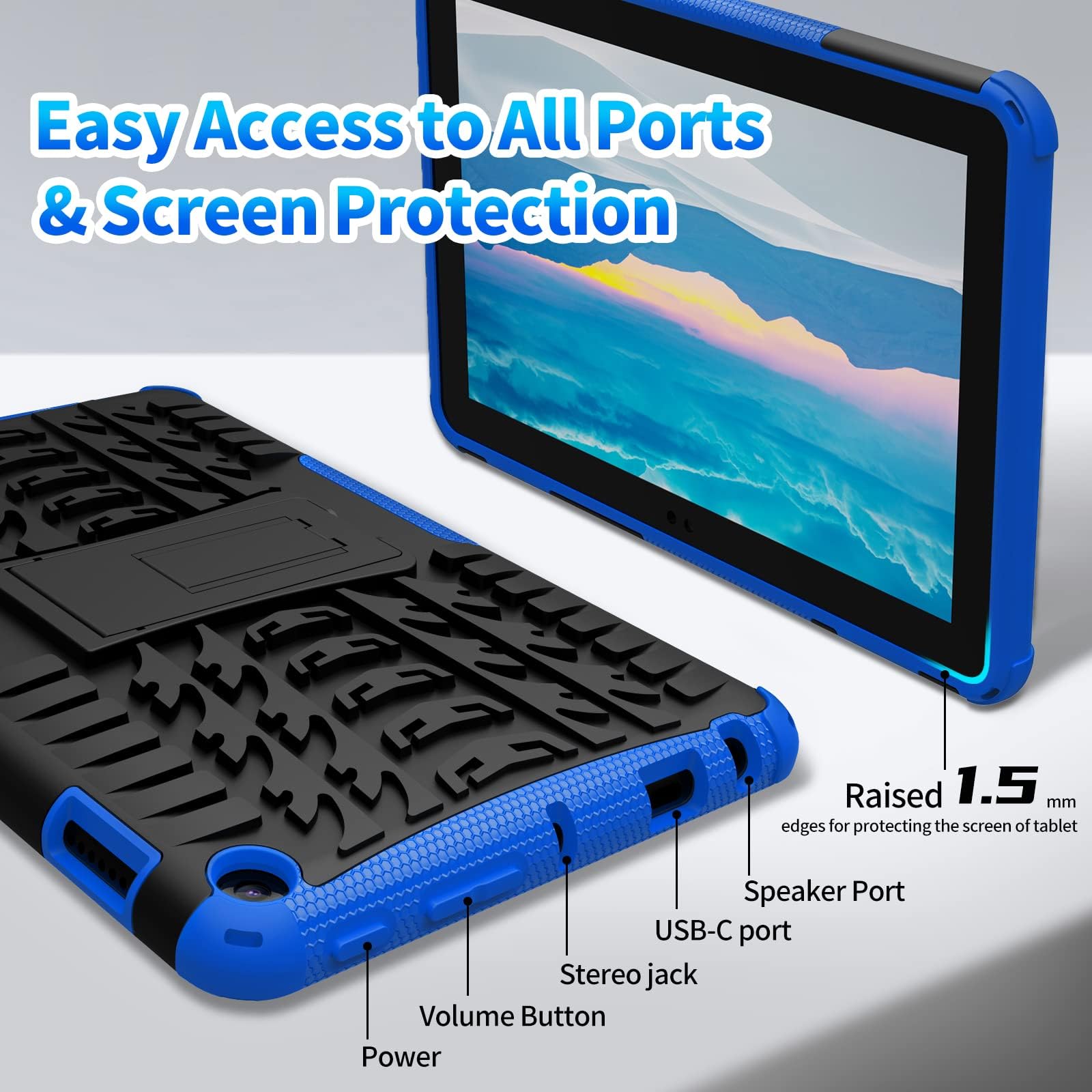 Tasskto Dual Layer Heavy Duty Shockproof Impact Resistance Drop Proof Military Grade Case With Kickstand For (2022/2020 12Th/10T