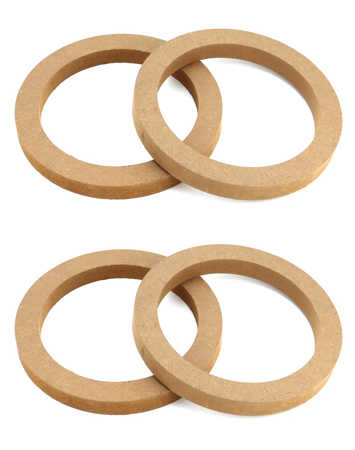 Qwork Wooden Speaker Spacer Rings, 4 Pcs 6.5'' Car Mdf Speaker Ring, Mdf Tweeter Wood Rings For 6.5 Inch Speakers