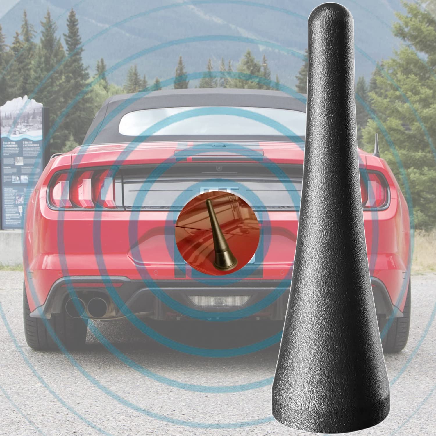 3.8 Inch Stubby Aluminum Antenna For Ford Mustang Convertibles (2015 2023), Ford Mustang Antenna Replacement Mast