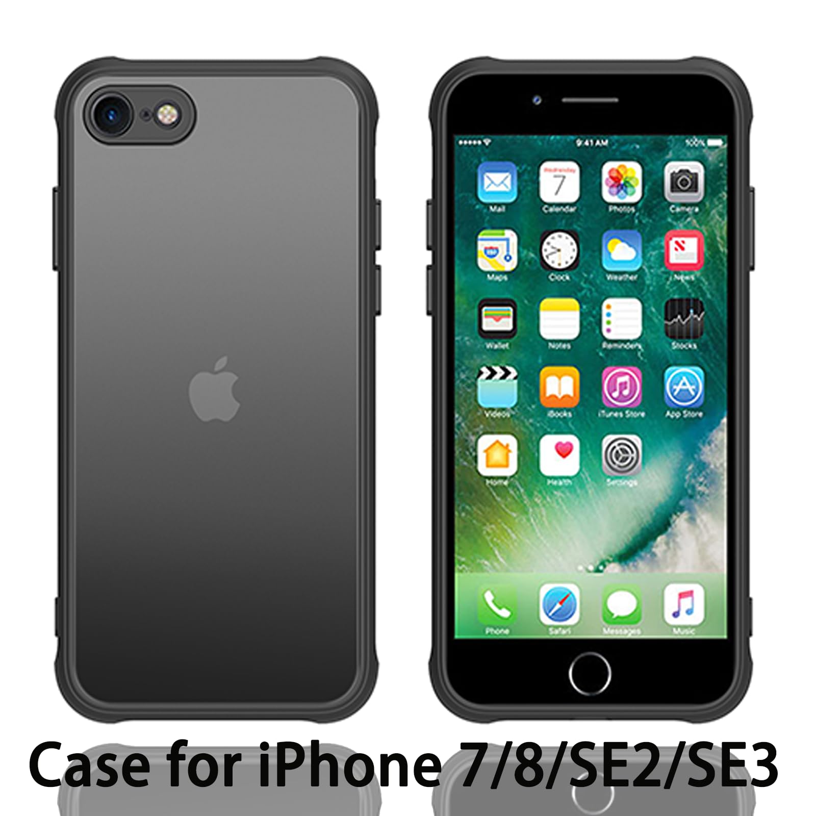 Pinlisheng Matte Case For Iphone Se Case 2022/3Rd/2020/2Nd Gen,Iphone 8/7 Case,Shockproof Protective Hard Back Slim Phone Case,F