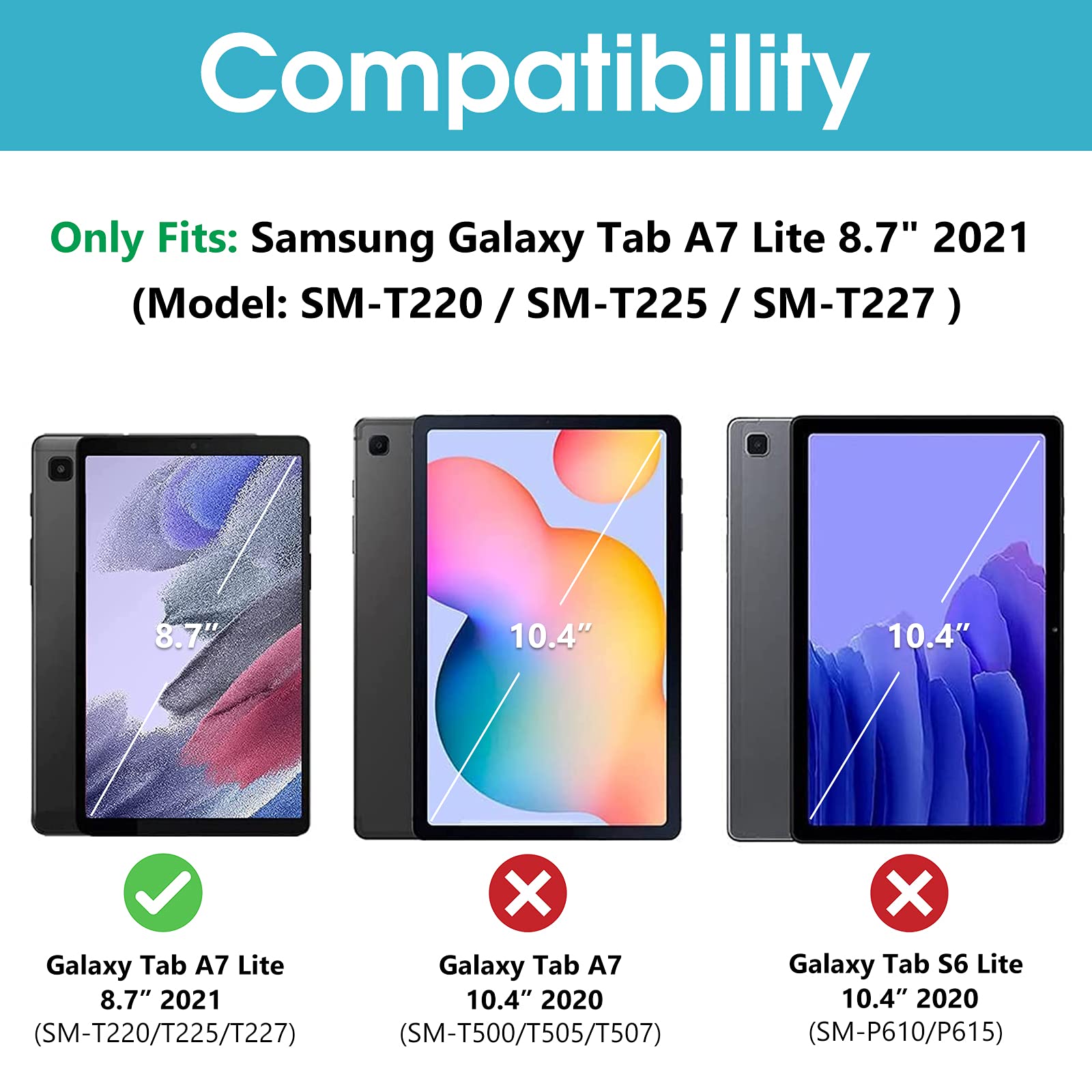 Procase [2 Pack] Galaxy Tab A7 Lite 8.7 Inch 2021 Screen Protectors T220 T225 T227, Tempered Glass Screen Film Guard For Samsung Galaxy Tab A7 Lite 8.7' 2021 Release Sm T220 Sm T225 Sm T227