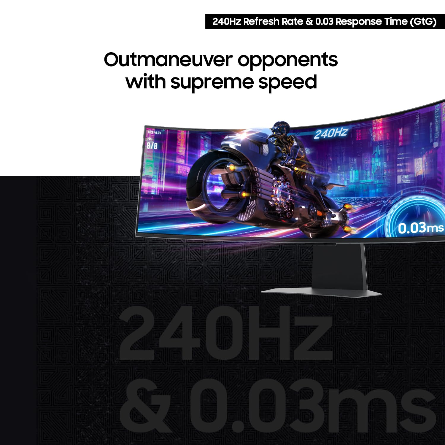 Samsung 49 Inch Odyssey G9 (G95Sd) Series Qd Oled G Sync Compatible Curved Gaming Monitor, 240Hz, 0.03Ms, Dual Qhd, Glare Free,