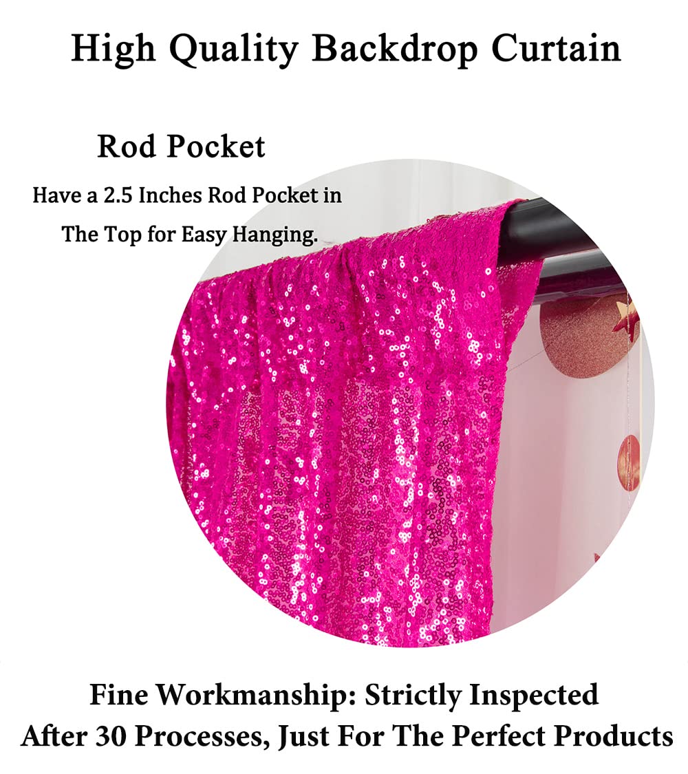 Duobao Sequin Backdrop 10X10 Ft Hot Pink Sequin Backdrop Curtain Halloween Decorations Wedding Backdrop 10 Ft Fabric Backdrop Gl