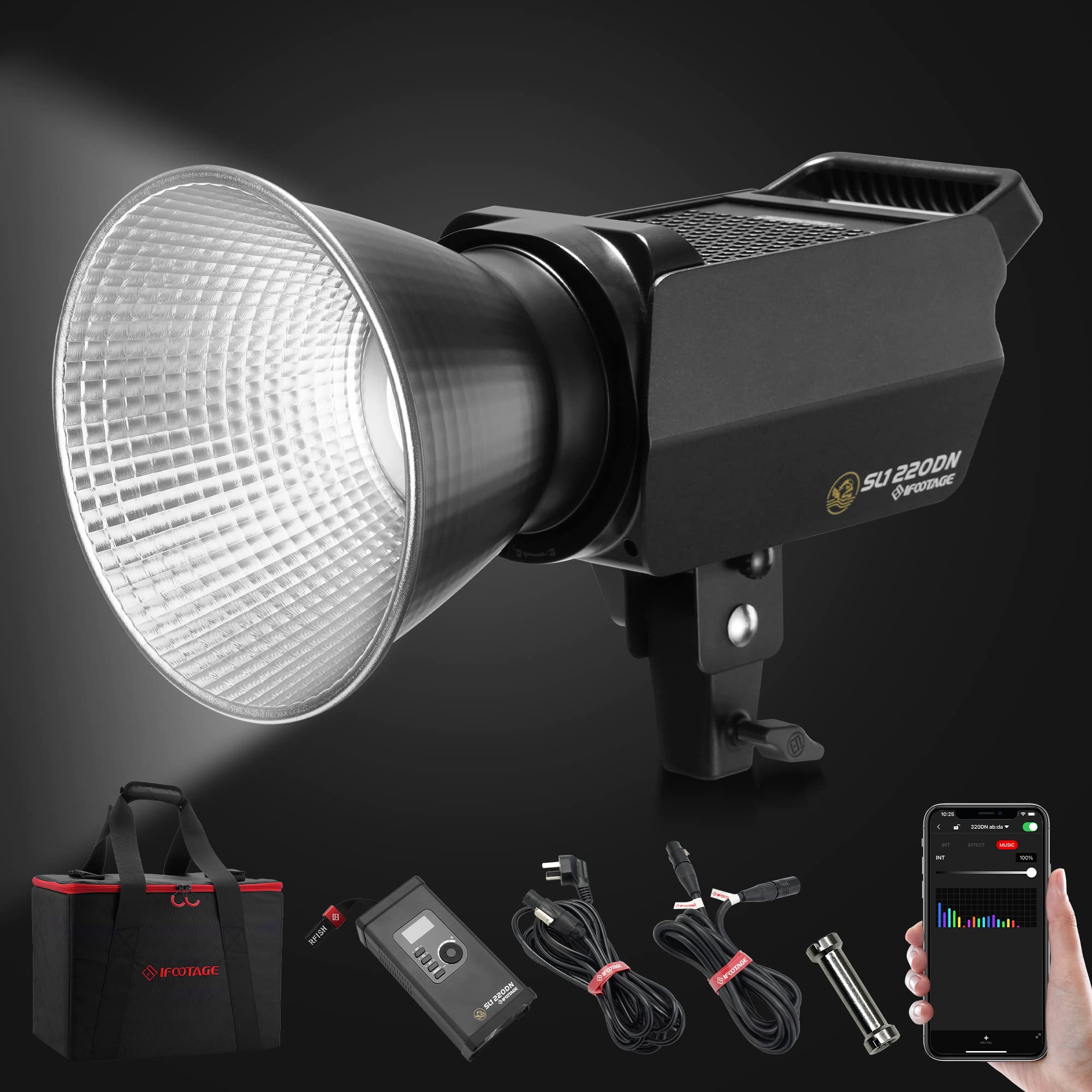 Ifootage Sl1 220Dn Led Video Light, 220W Continuous Led Lighting Bluetooth App Control, Cri 98/Tlci 99/12200 Lm, 0% 100% Brightn