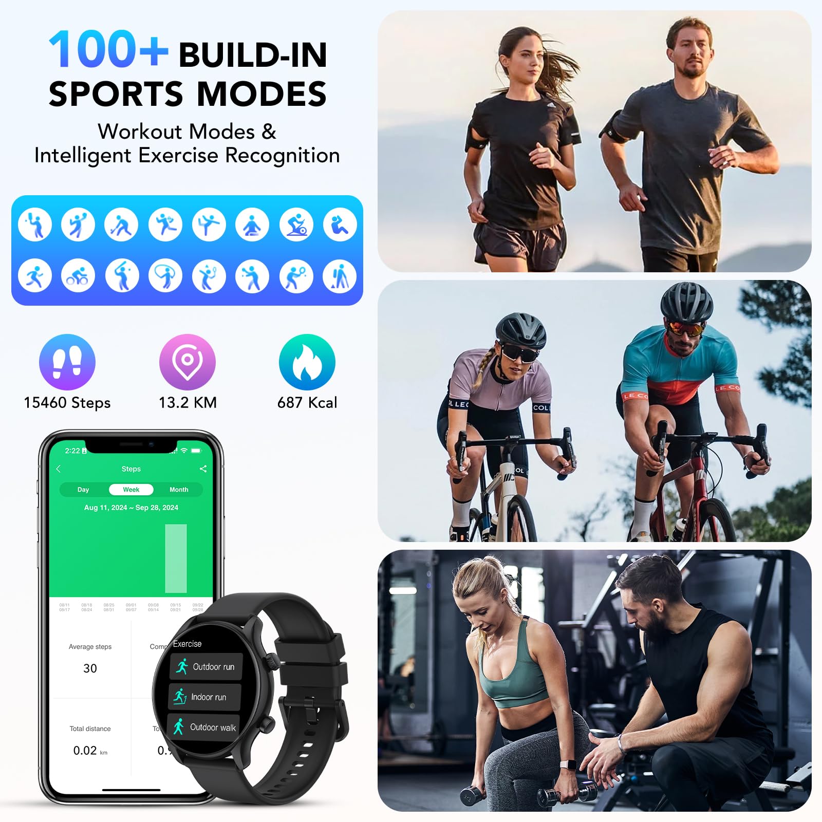 Vamout Smart Watch, 1.39'' Smartwatch For Men Women (Answer/Make Call), Fitness Activity Tracker With Heart Rate & Sp02 Monitor,