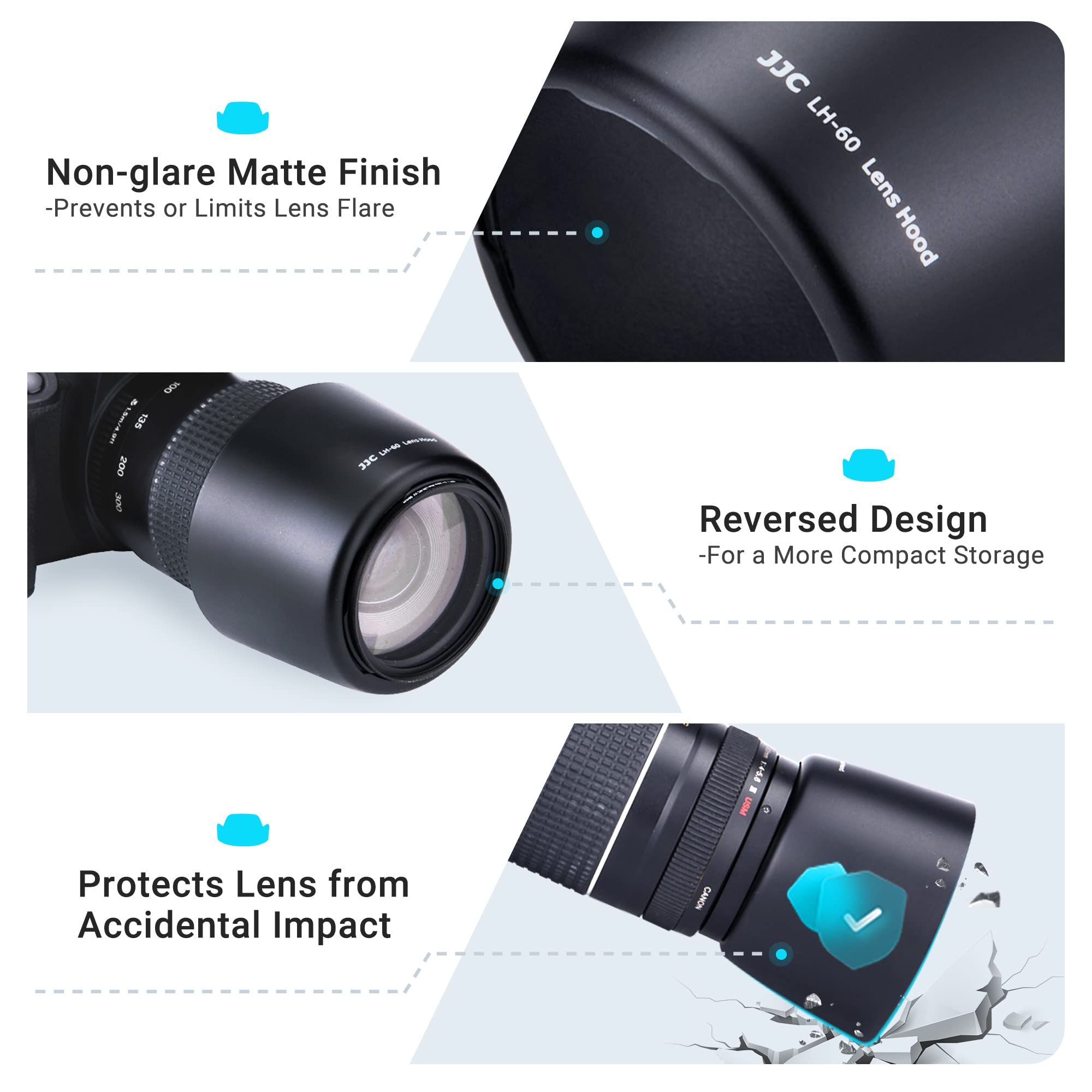 Jjc Camera Lens Hood Shade Fits For Canon Ef 75 300Mm F/4 5.6 Iii Usm & Canon Ef S 55 250Mm F/4 5.6 Is Ii Lens Replaces Canon Et