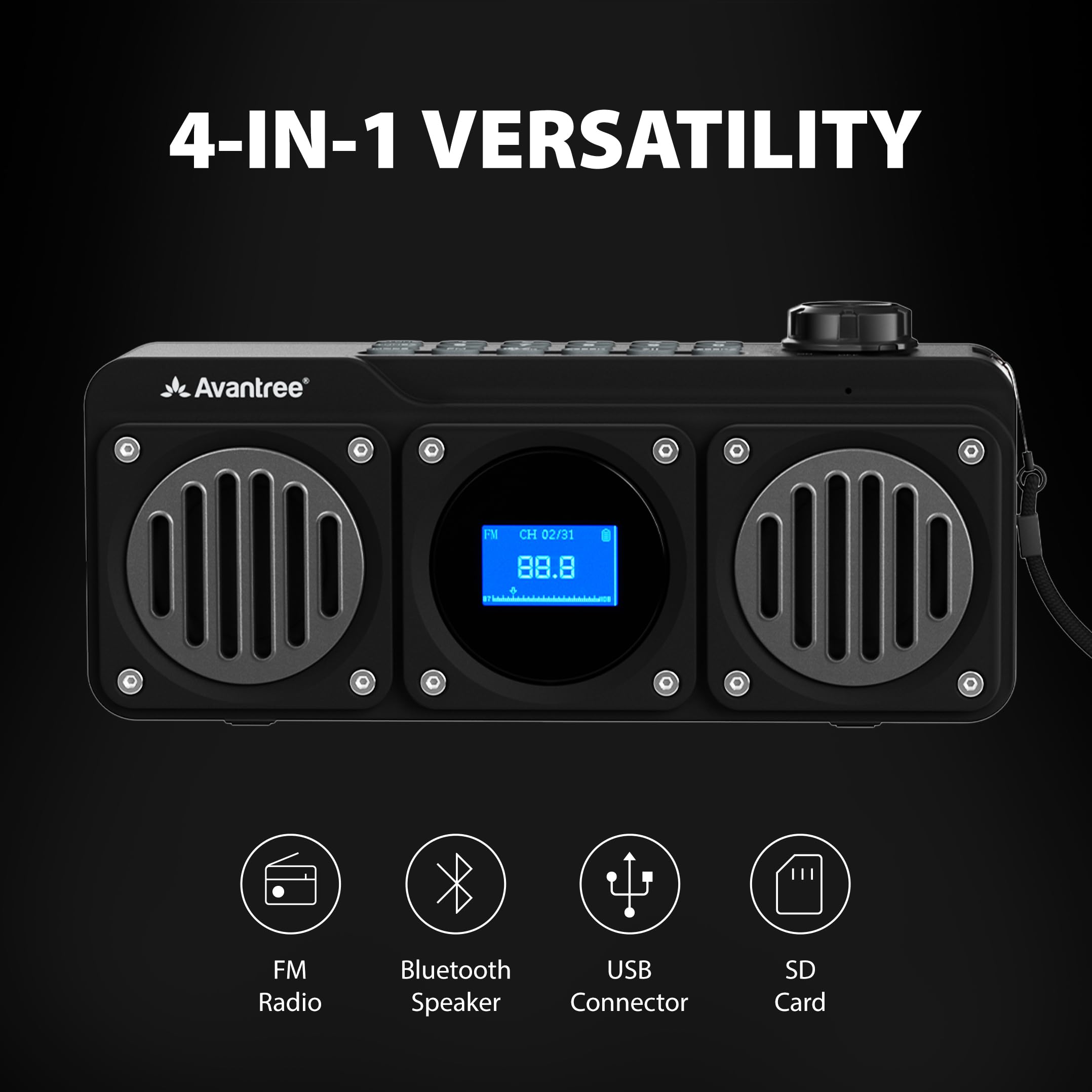 Avantree Boombyte   Portable Digital Fm Radio With Bluetooth Speaker, Superb Sound, Metal Finish, Mp3 Player, Support Micro Sd C