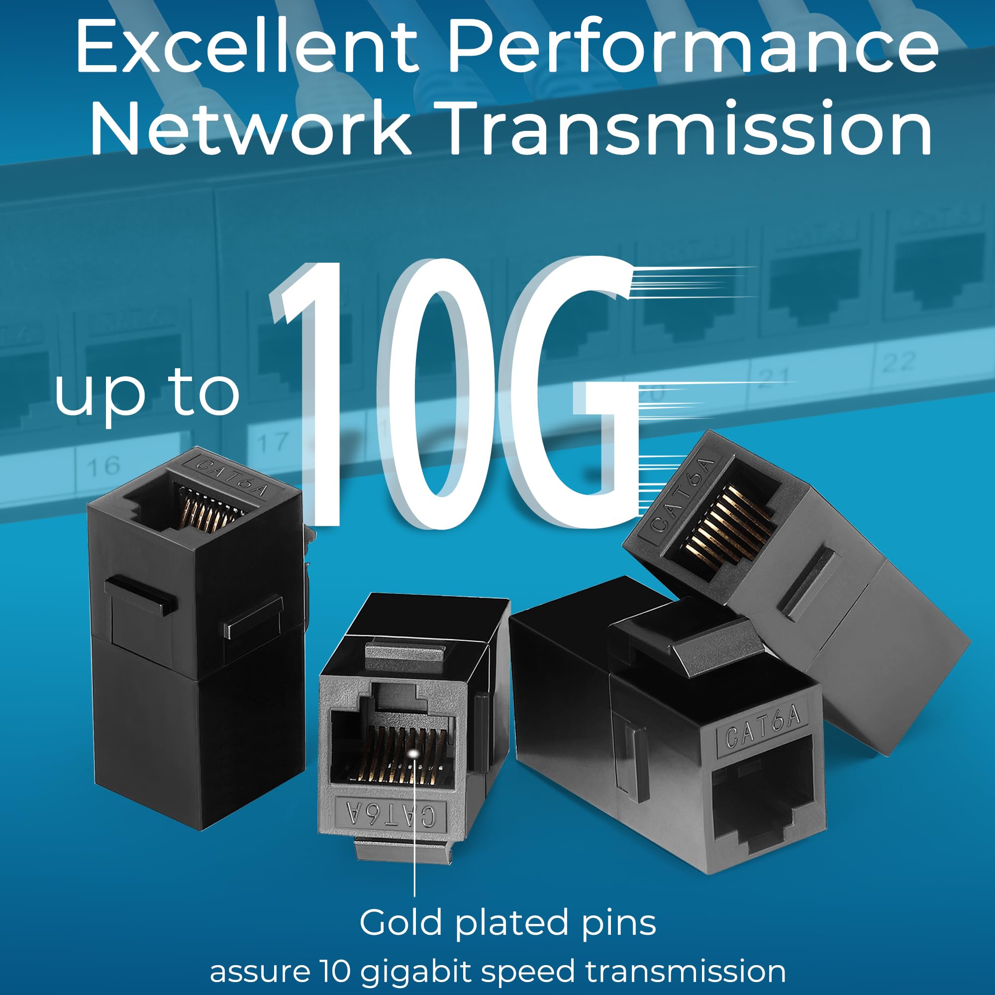 Rapink Patch Panel 24 Port Cat6A With Inline Keystone 10G Support, Pass Thru Coupler Utp 19 Inch With Removable Back Bar, 1U Network Patch Panel For Cat6A,Cat6, Cat5E, Cat5 Cabling