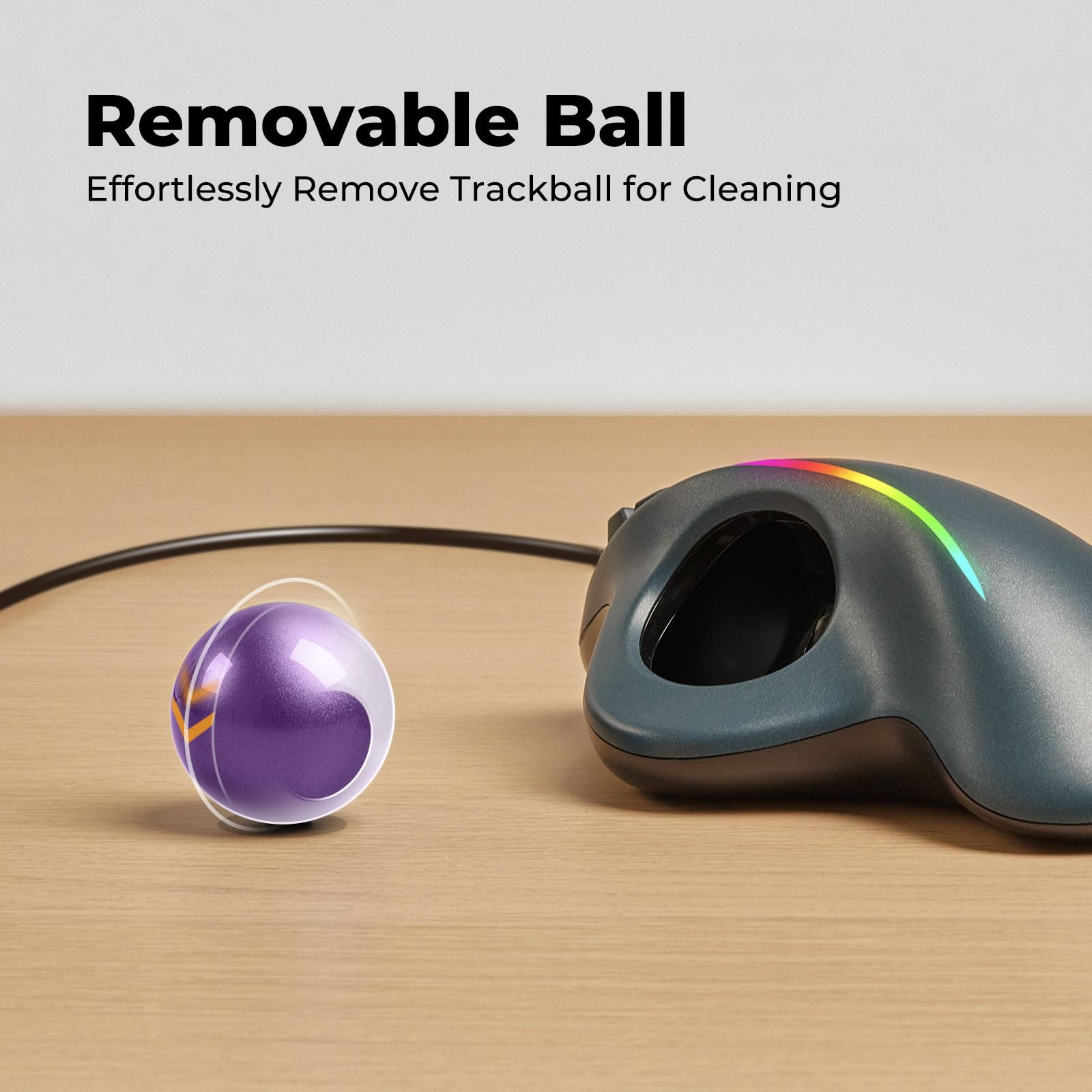 Trackball Mouse Wired, Ergonomic Comfort Design Reduces Muscle Strain, Usb Plug&Play, Easy Thumb Control, Precision Tracking Wit