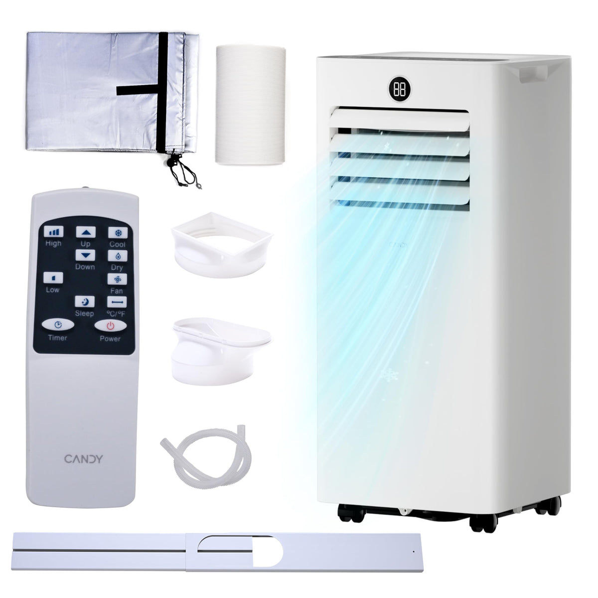10,000 Btu Portable Air Conditioner For Rooms Up To 450 Sq.Ft, 4-In-1 Cooling/Dry/Fan/Sleep Mode, Remote Control, High Low Speed