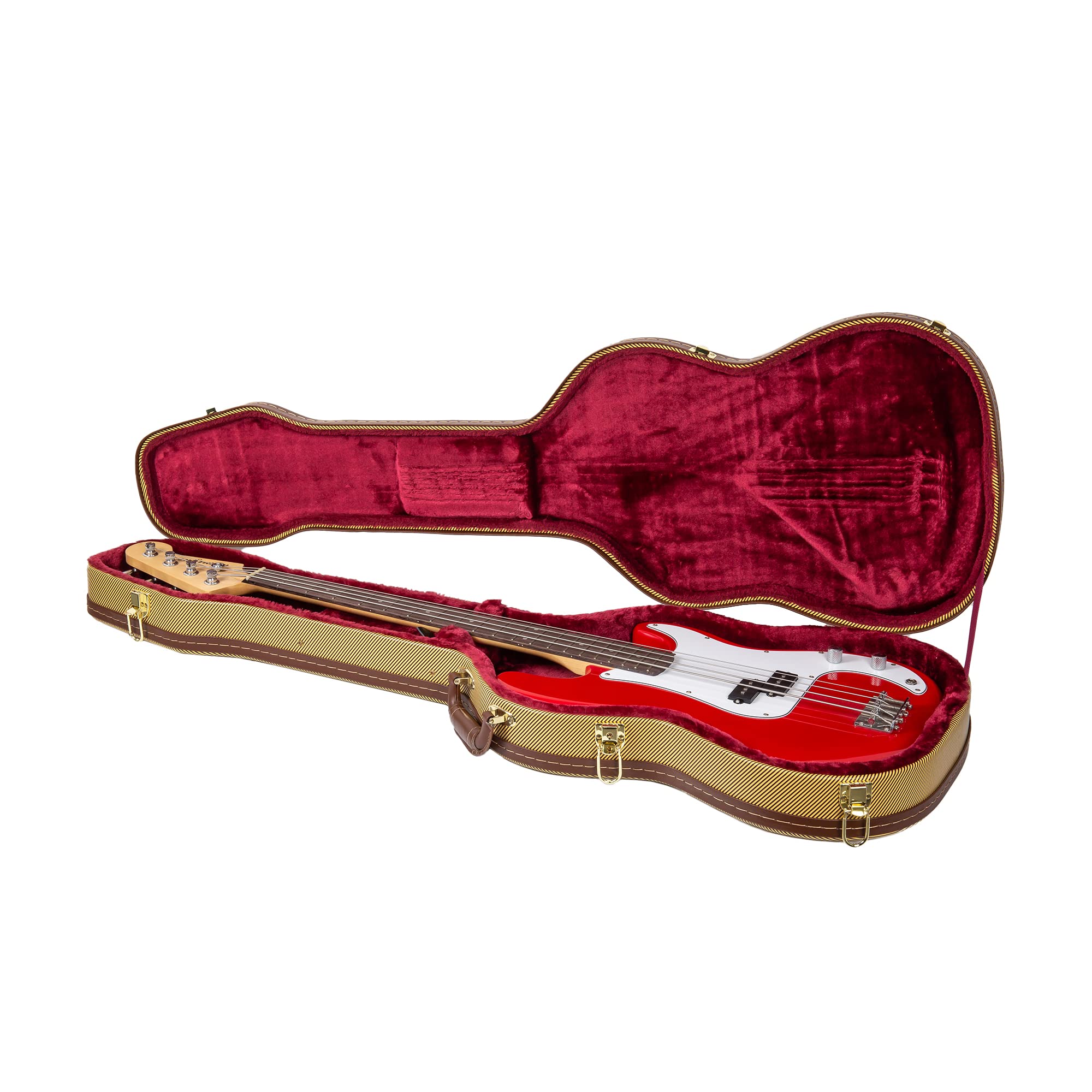 Crossrock Wood Case Fits Right Hand Precision Bass Style Guitars Vinyl Tweed(Crw620Pbtw)