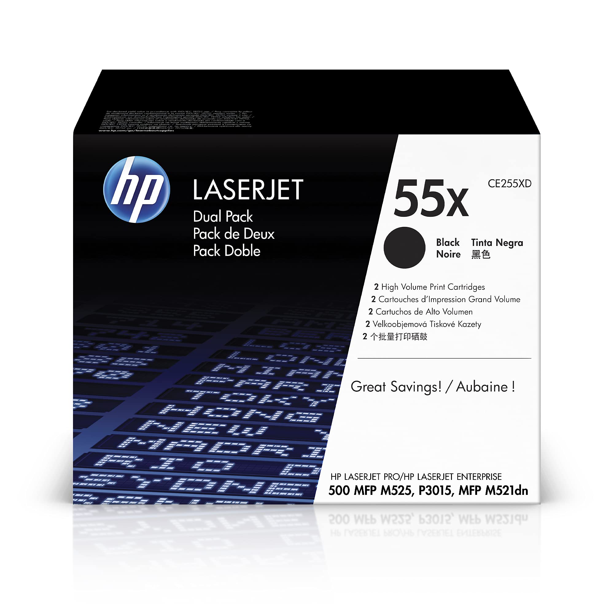 Hp 55X Black High-Yield Toner Cartridges (2-Pack) | Works With Hp Laserjet Enterprise 500 Mfp M525 Series, P3015 Series, Hp Lase