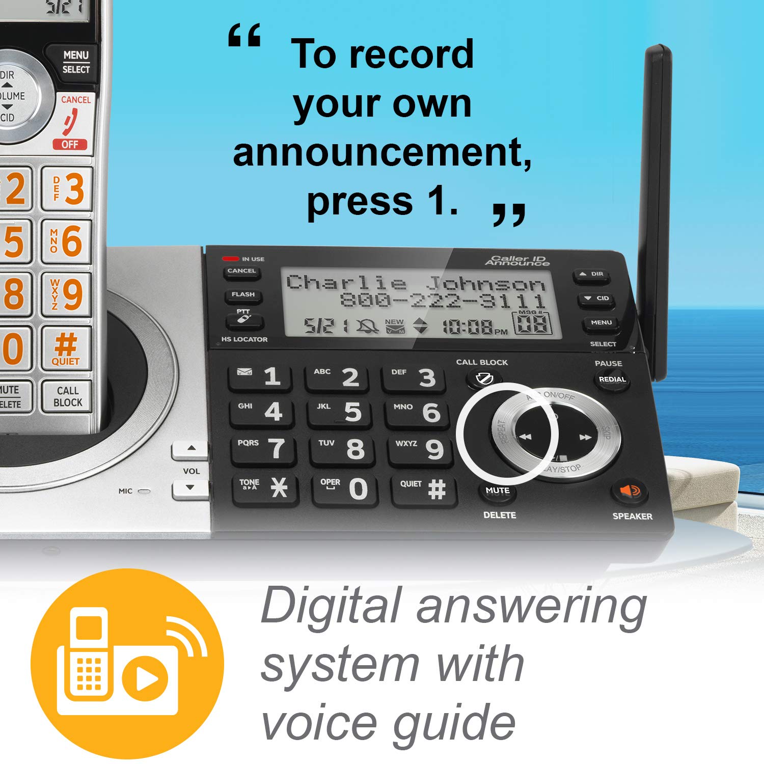 At&T Cl83507 Dect 6.0 5 Handset Cordless Phone For Home With Dual Keypad Base, Answering Machine, Call Blocking, Caller Id Annou