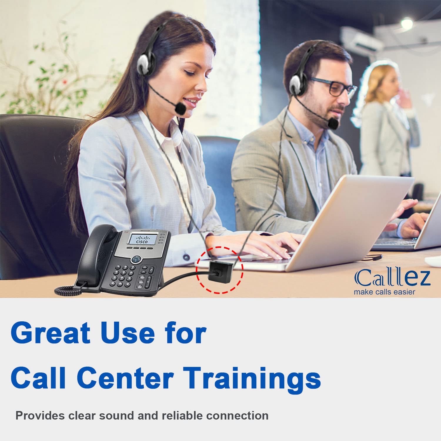 Telephone Training Adapter Y Splitter For Rj9 Headset Or Handset Phone Splitter Compatible With Cisco, Yealink, Avaya, Plantroni