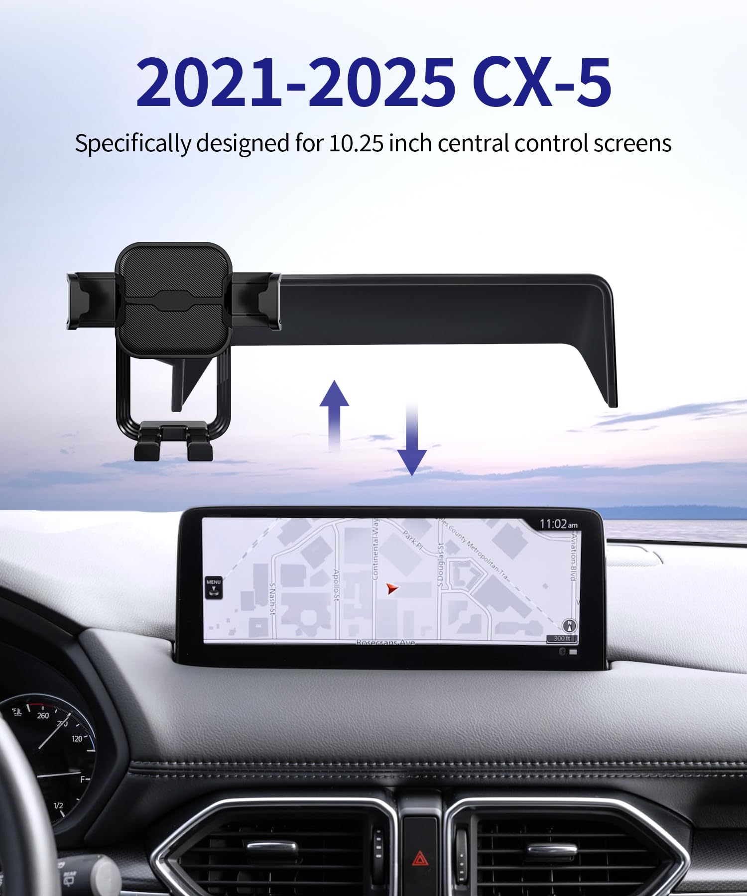 Masergogo Car Phone Holder For 2021-2025 Mazda Cx-5, 360 Rotation, 10.25 Inch Screen Fixed Clip, Auto Accessories Navigation Bra