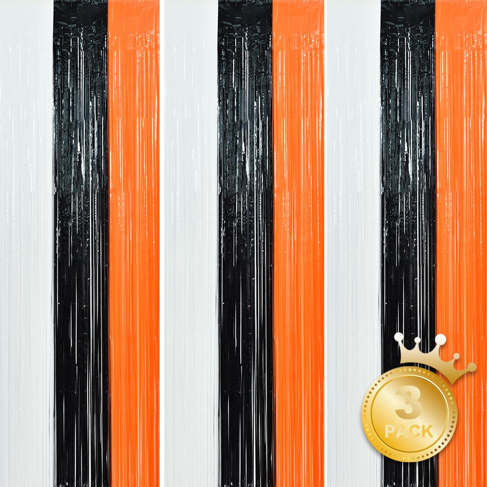 3 Pack Tinsel Curtain Party Streamers Backdrop Halloween, Door Streamers Fringe Foil Curtain Backdrop Curtain For Halloween Part