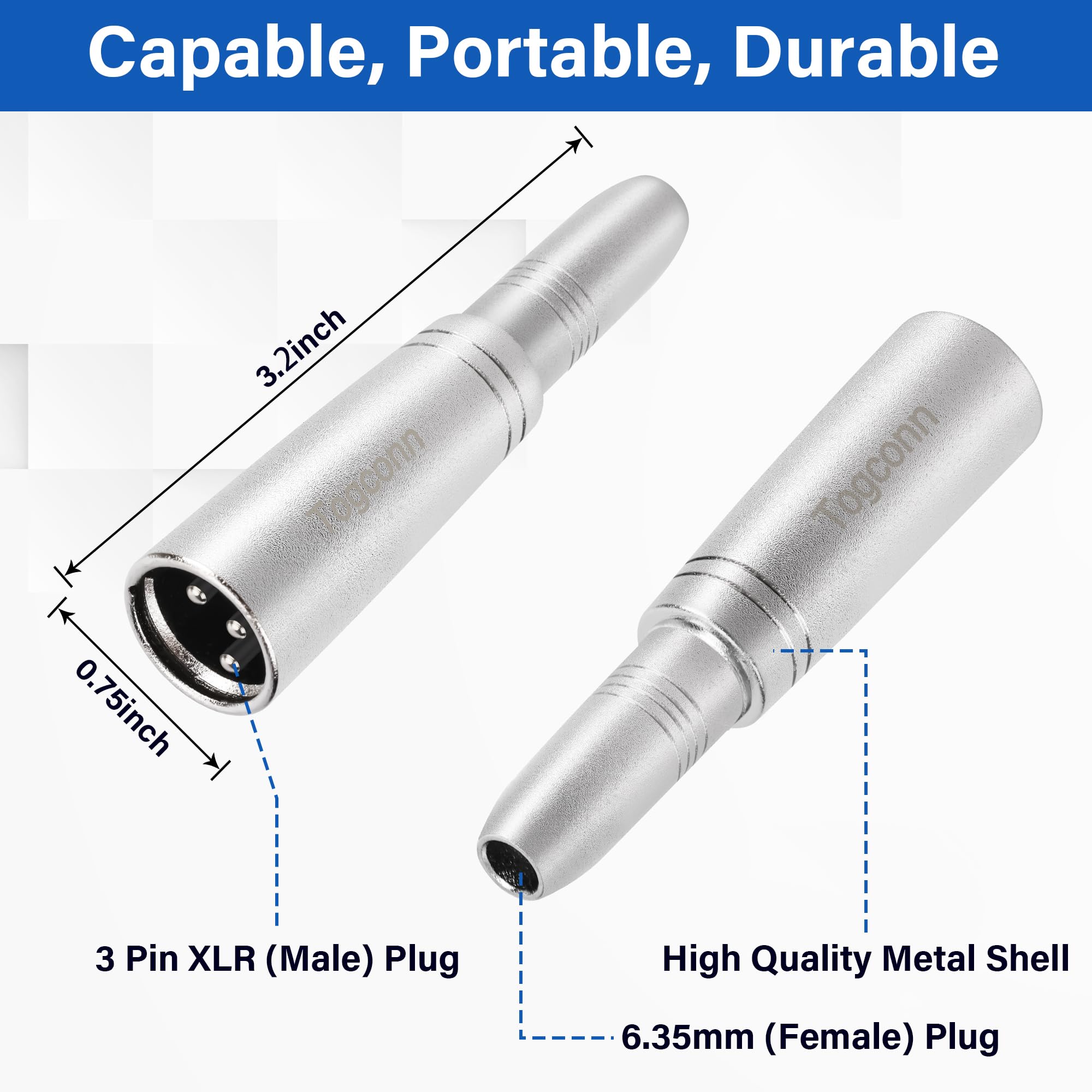 Togconn 1/4'' Trs Female To Xlr Adapter 4 Pack, 1 Pair 6.35Mm 1/4'' Female To Xlr Male Adapter And 1 Pair 6.35Mm 1/4'' Female To