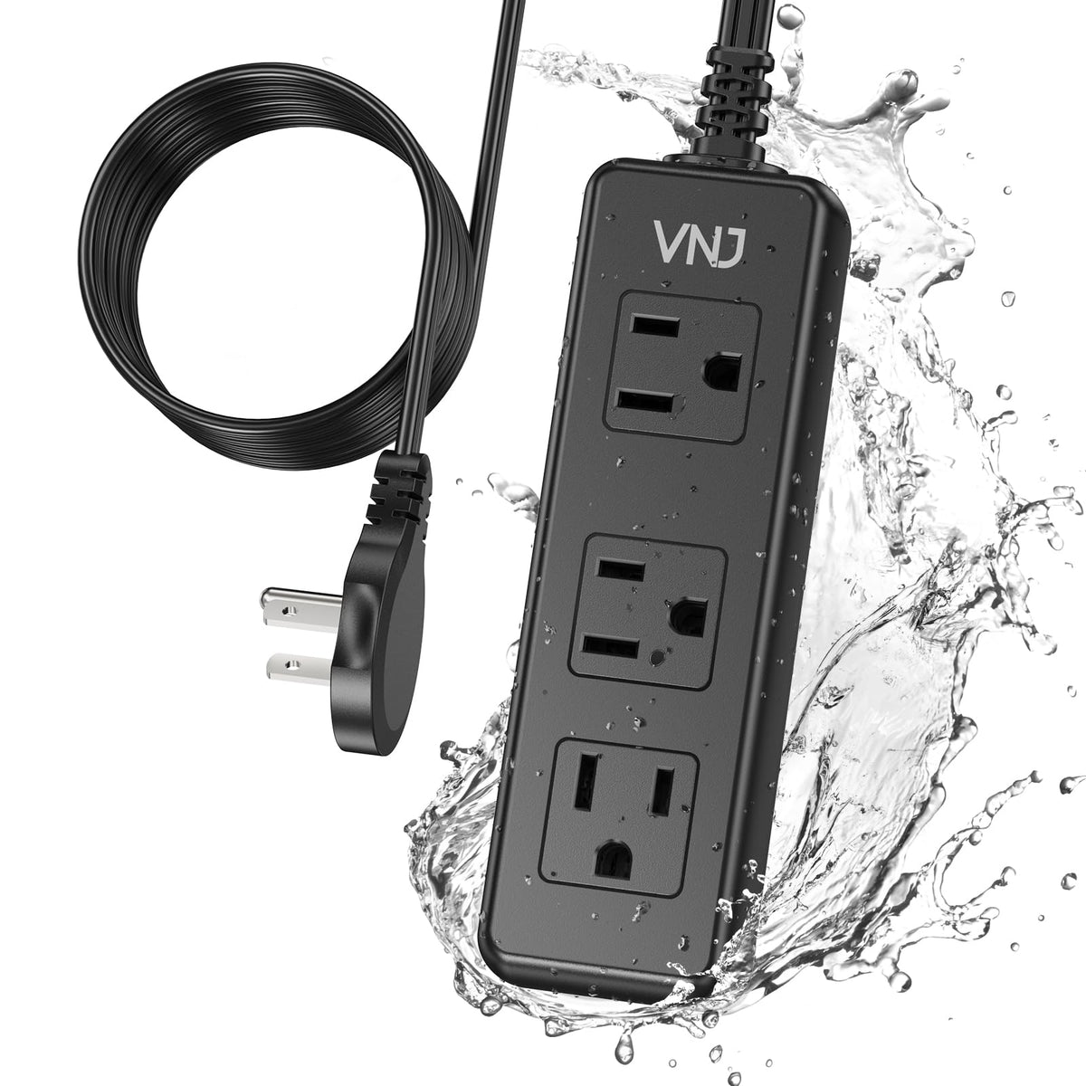 Outdoor Power Strip Weatherproof, 6 Ft Outdoor Extension Cord 3 Outlets 1875W Overload Protection, Shock Prevention Surge Protec