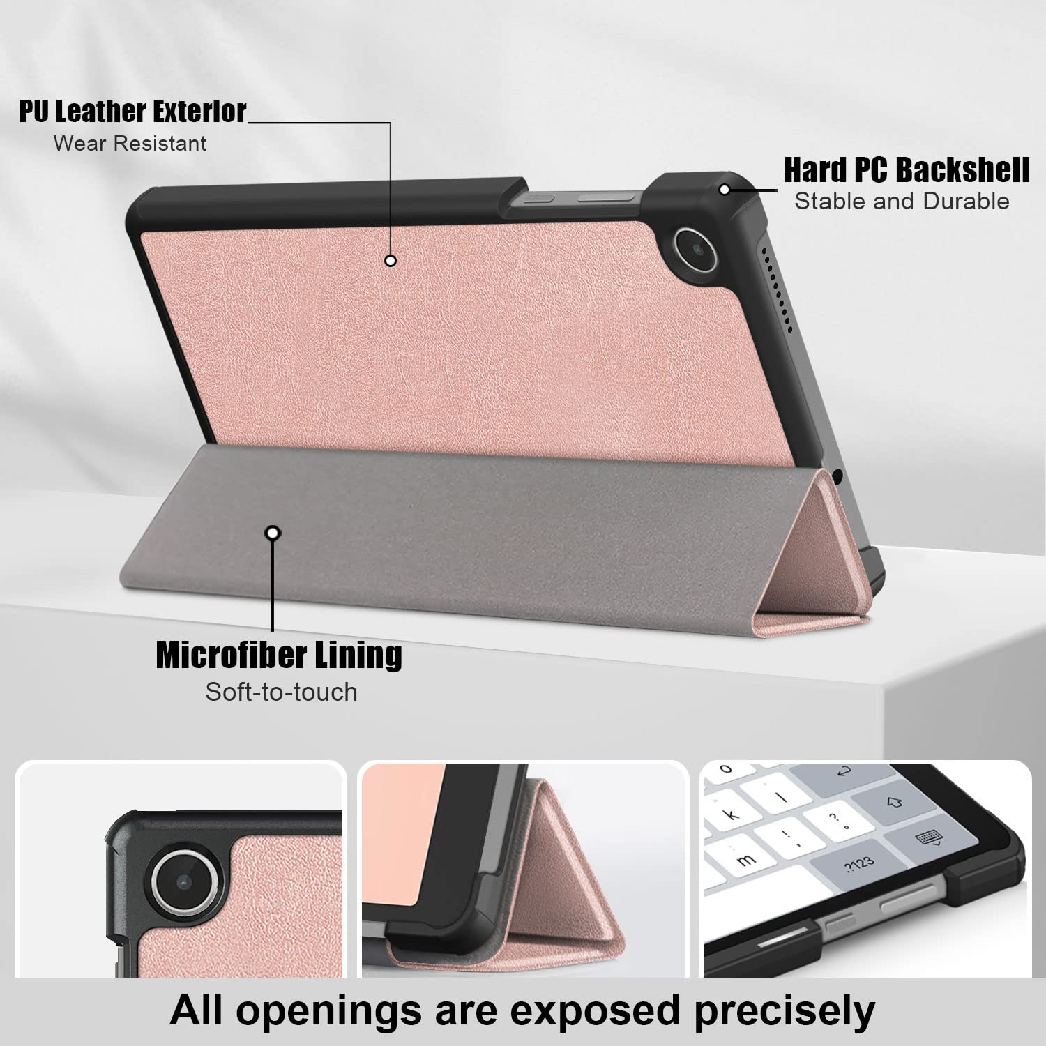 Dingguagua For Lenovo Tab M8 Gen 4 Case 2023,Lightweight Slim Shell Stand Cover For Lenovo Tab M8 4Th Gen Tablet Tb300Fu,Rose Go