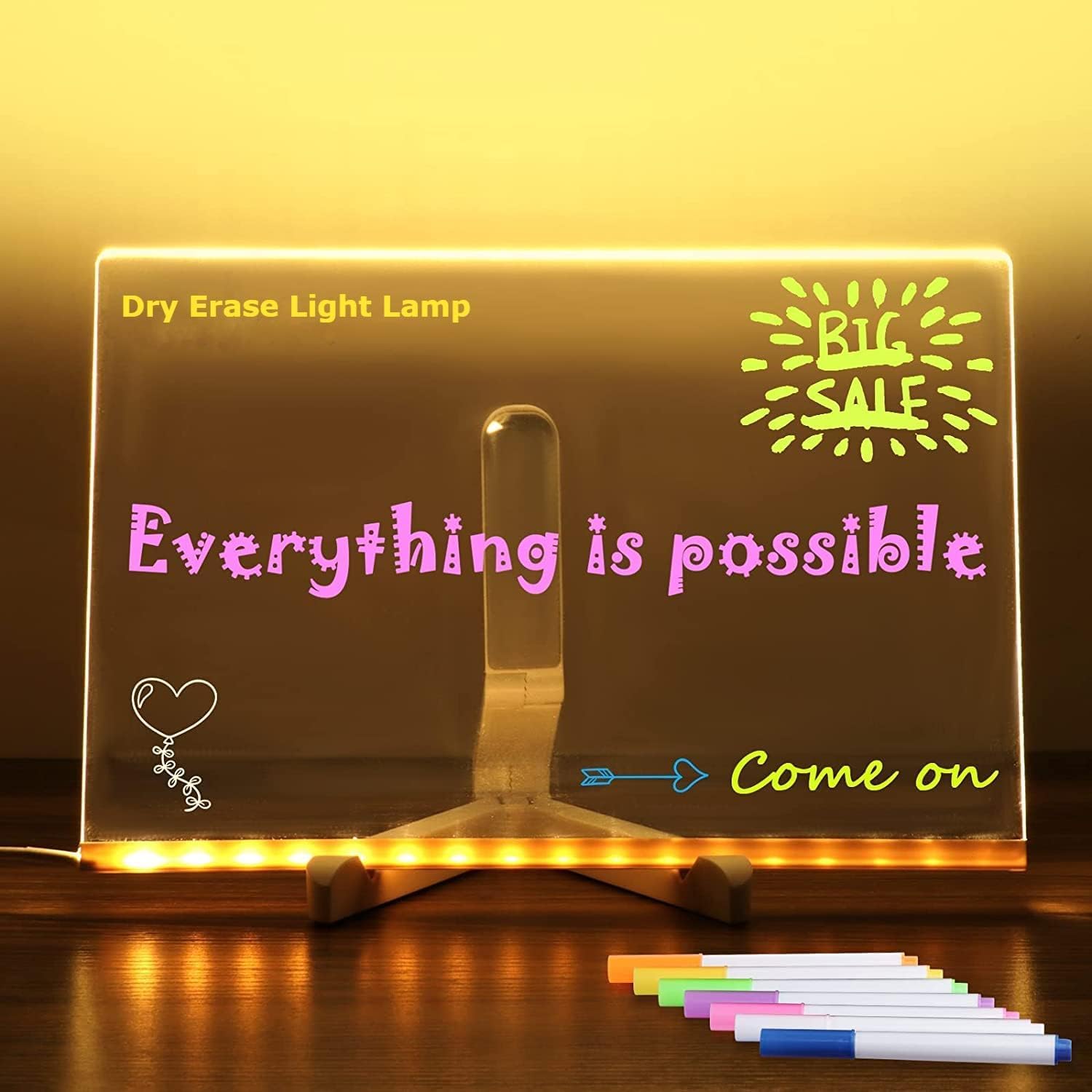 NYRWANA Led Board for Writing, 3D Acrylic LED Message Board, Led Writing Board, Couple Gifts, Rakhi Gift, Acrylic Dry Erase Boar