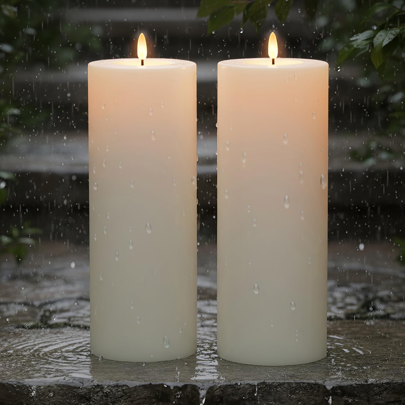 4x12 Large Outdoor Flameless Candles, Waterproof Battery Operated LED Pillar Candles with Remote & Timer for Patio Porch Lantern