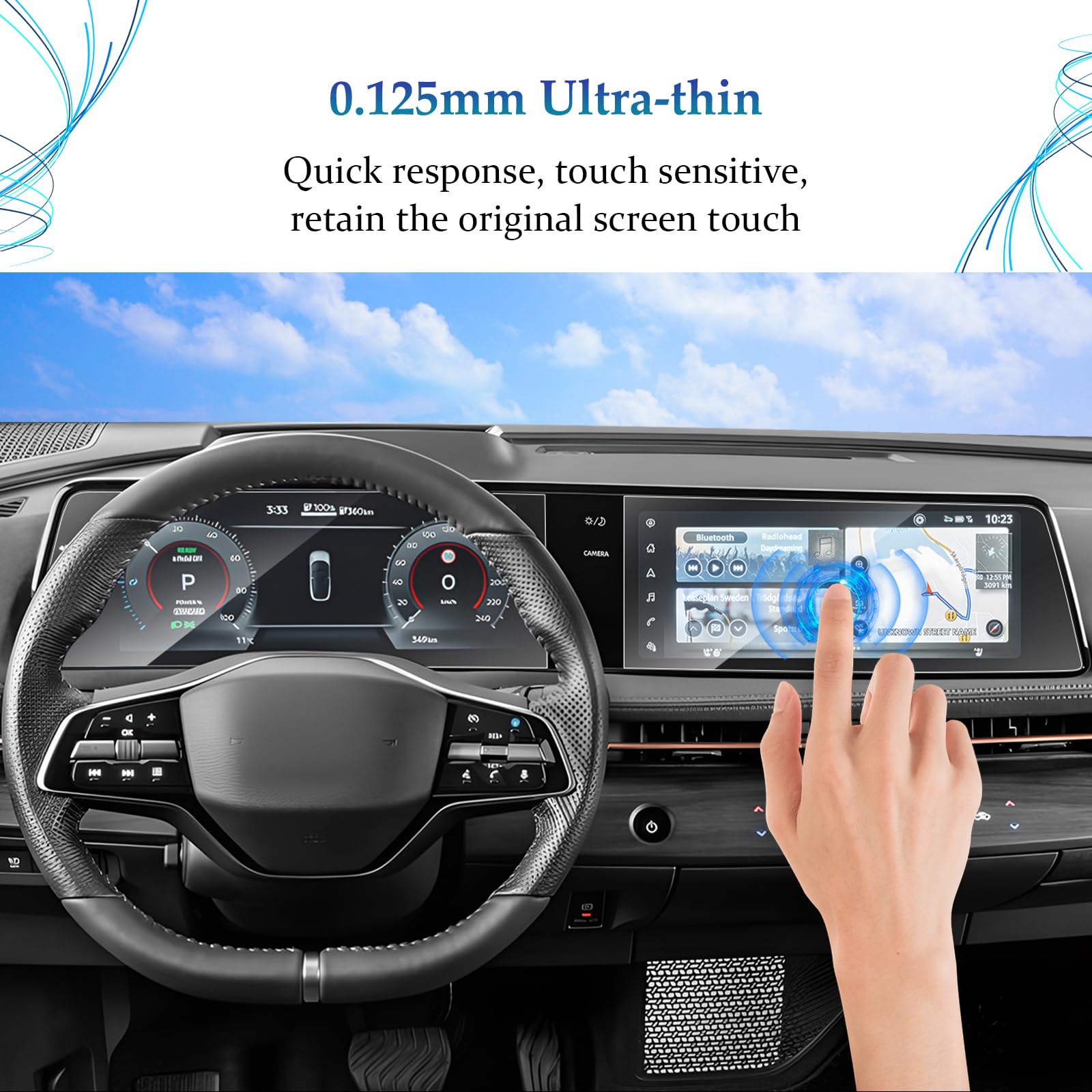 Sktu 4 Pack For 2023 2024 2025 Nissan Ariya Accessories Screen Protector For 2023 2024 2025 Nissan Ariya 12.3 Inch Navigation Screen & 12.3 Inch Instrument Screen [Ultra Clear, Anti Glare & Scratch] Nissan Ariya 2024 2025 Accessories